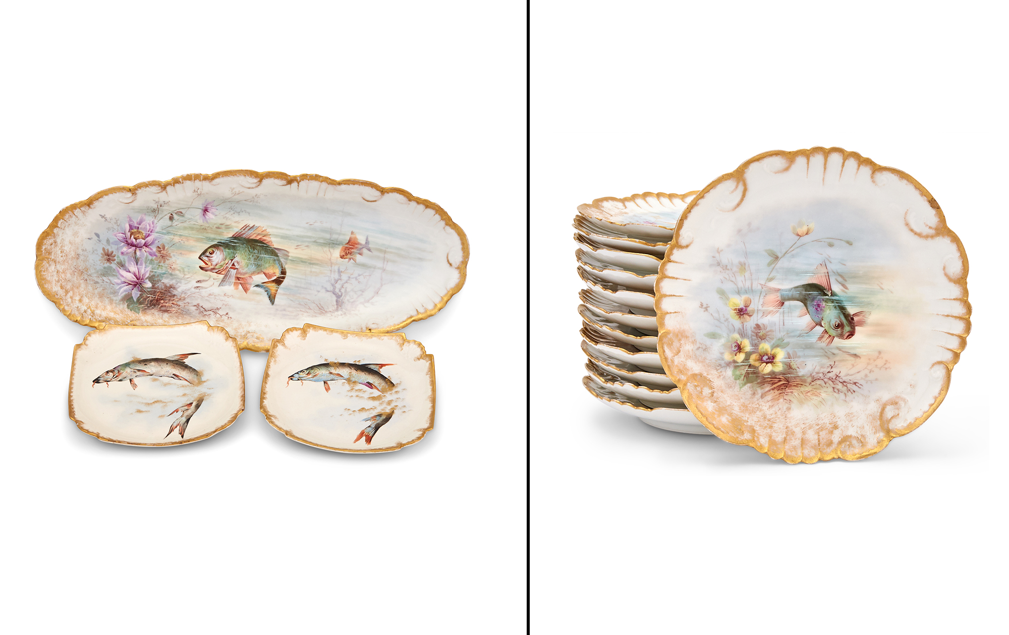 Lot image - French Porcelain Fish Service