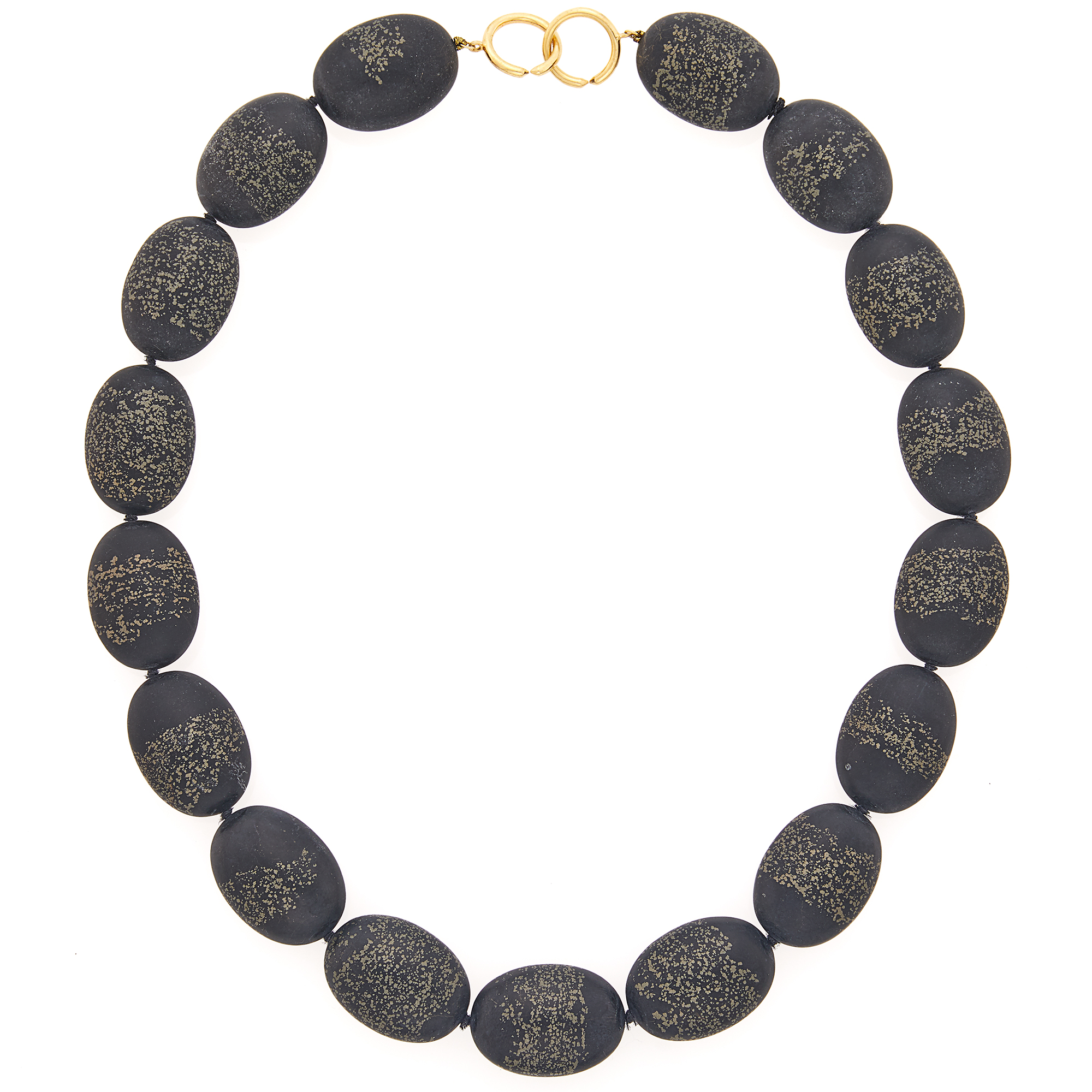 Lot image - Tiffany & Co. Black Hardstone and Gold Necklace