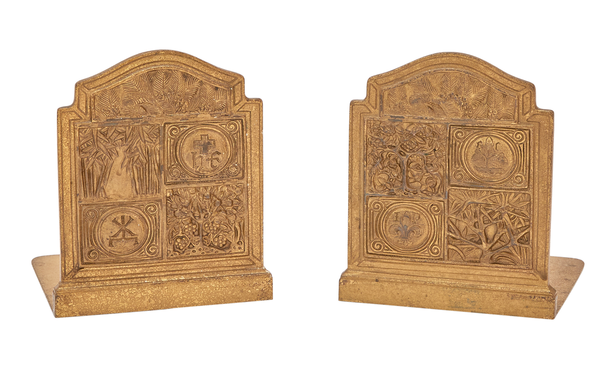 Lot image - Pair of Tiffany Studios Gilt-Bronze Bookends