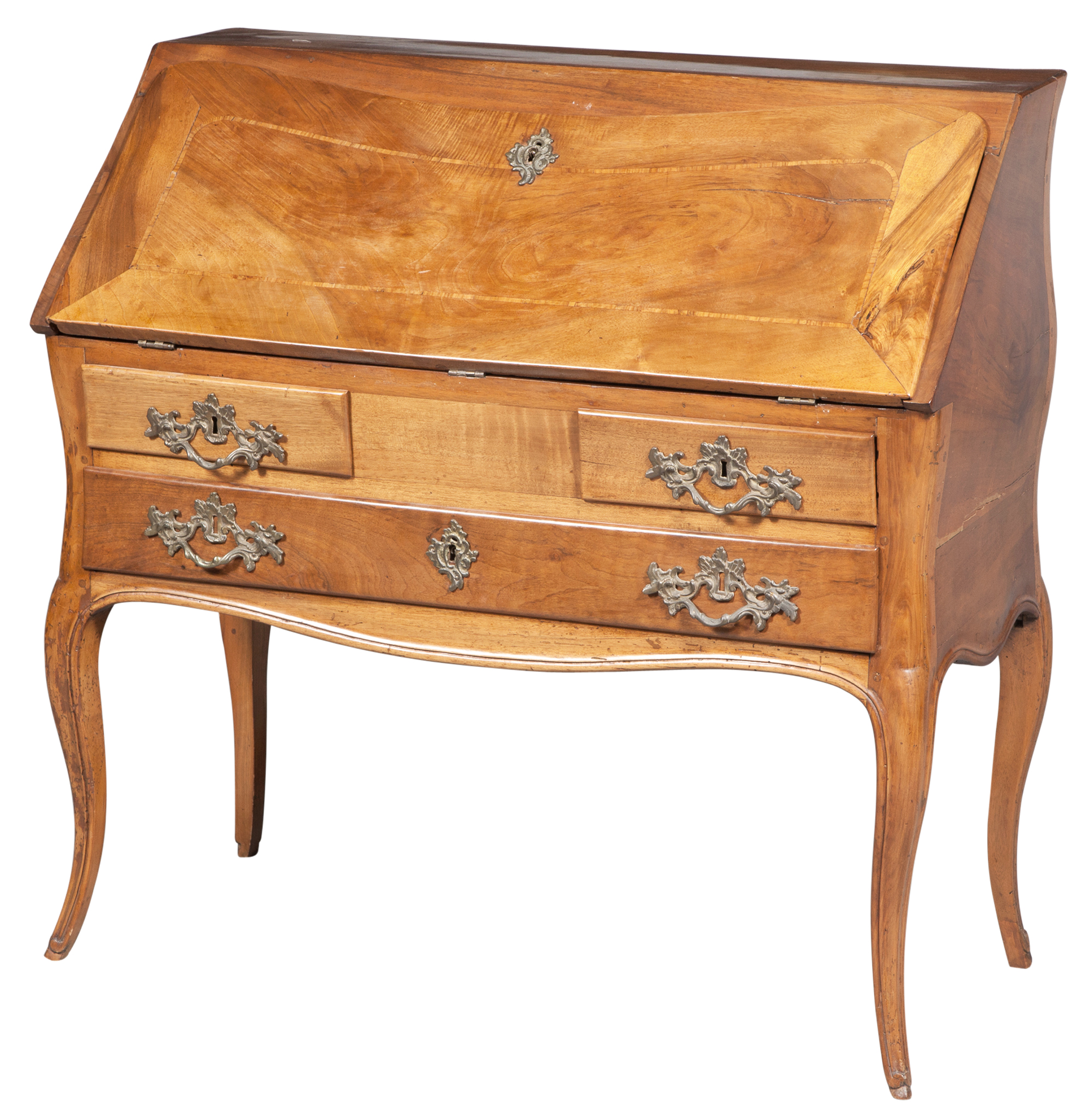 Lot image - Louis XV Provincial Fruitwood Bureau en Pente