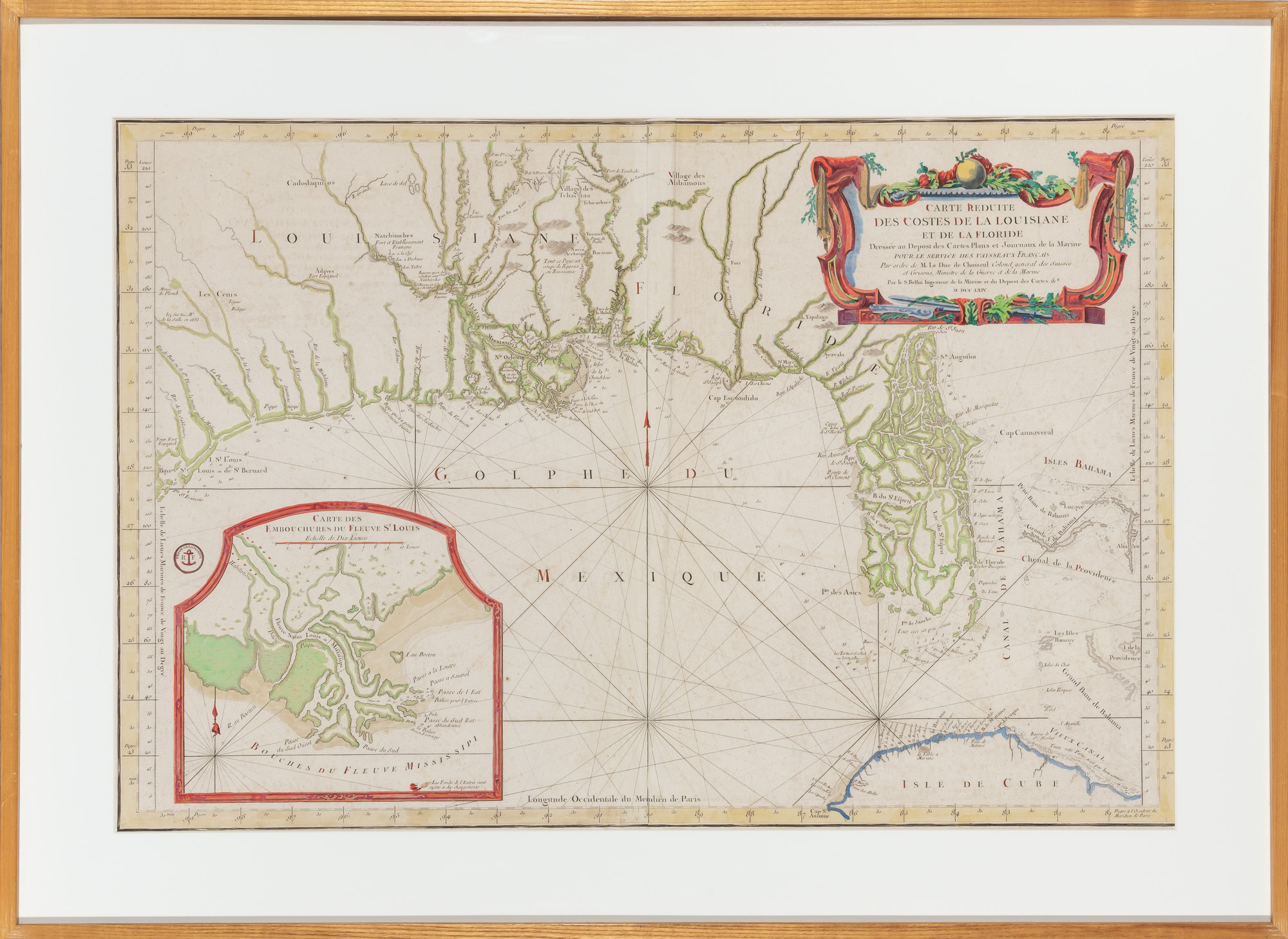Lot image - [MAP]  BELLIN, JACQUES NICOLAS. Carte Reduite des Costes de la Louisiane et de la Floride.