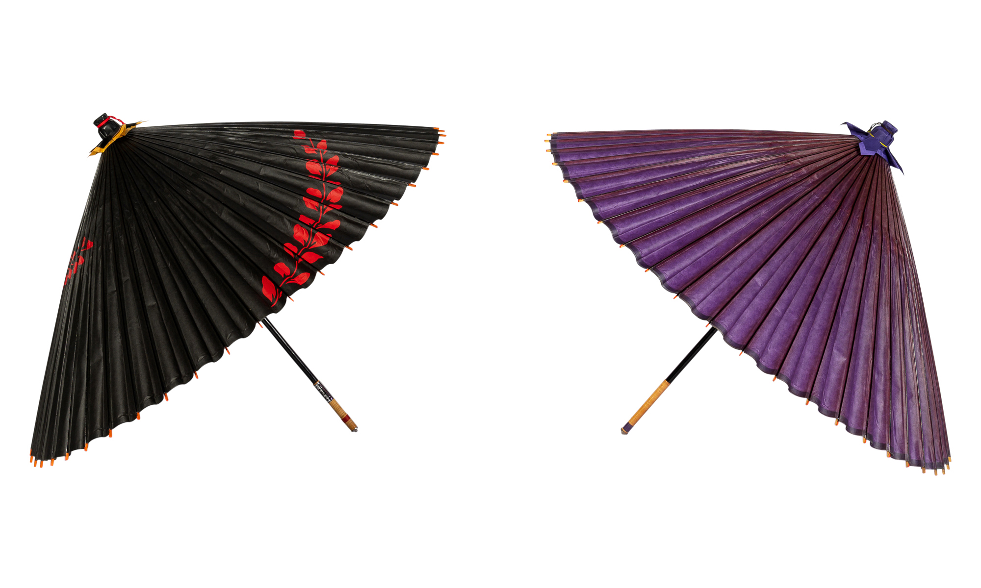 Lot image - Three Japanese Lacquered Wood and Paper Parasols