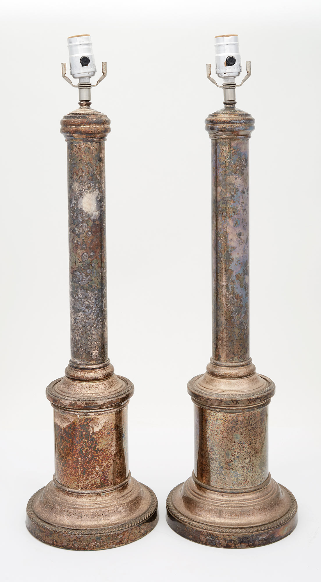 Lot image - Pair of Silver Plated Lamps