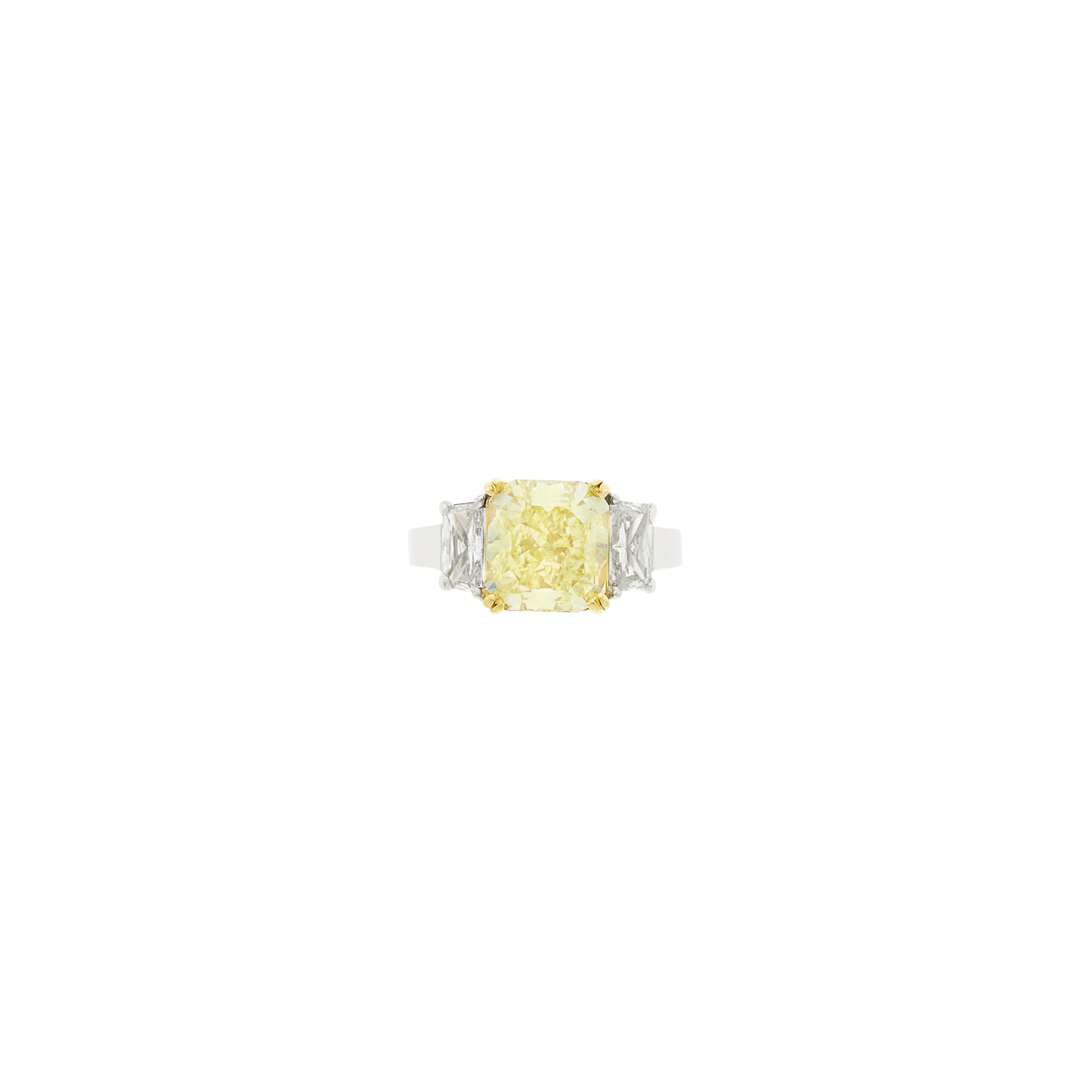Lot image - Platinum, Gold, Fancy Yellow Diamond and Diamond Ring