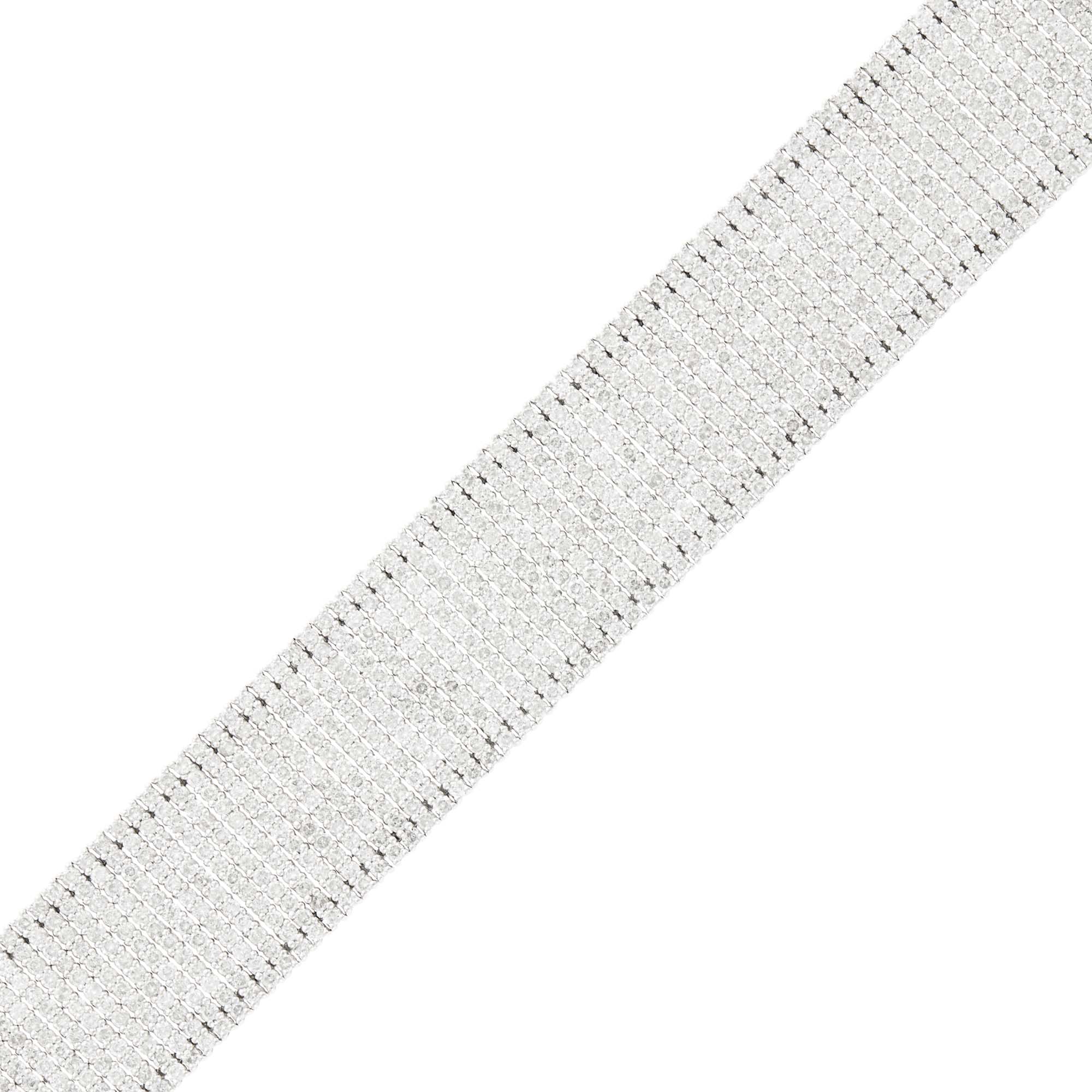 Lot image - Wide White Gold and Diamond Bracelet