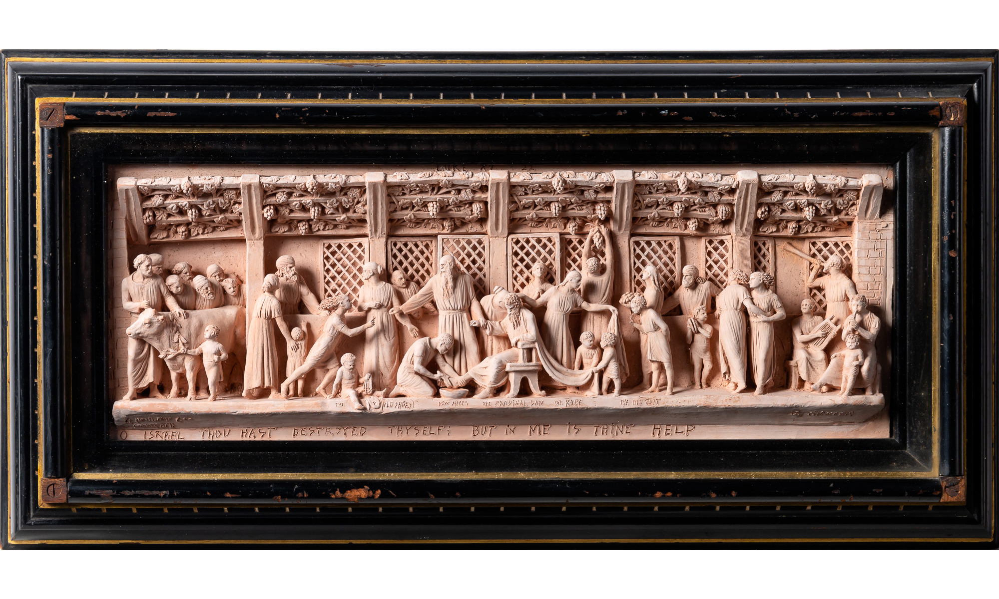 Lot image - Terracotta Biblical Plaque Depicting The Prodigal Son