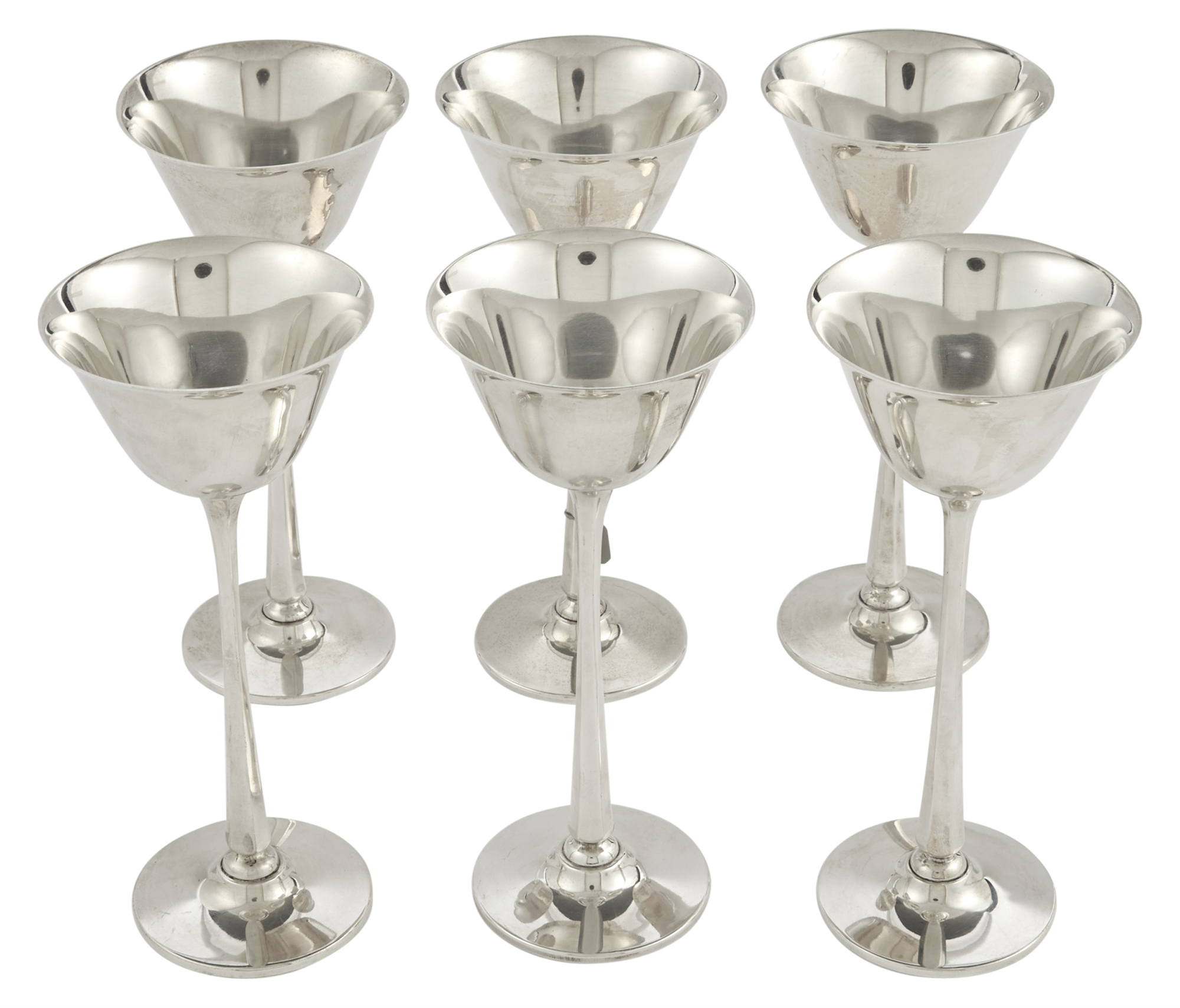 Lot image - Set of Six American Sterling Goblets