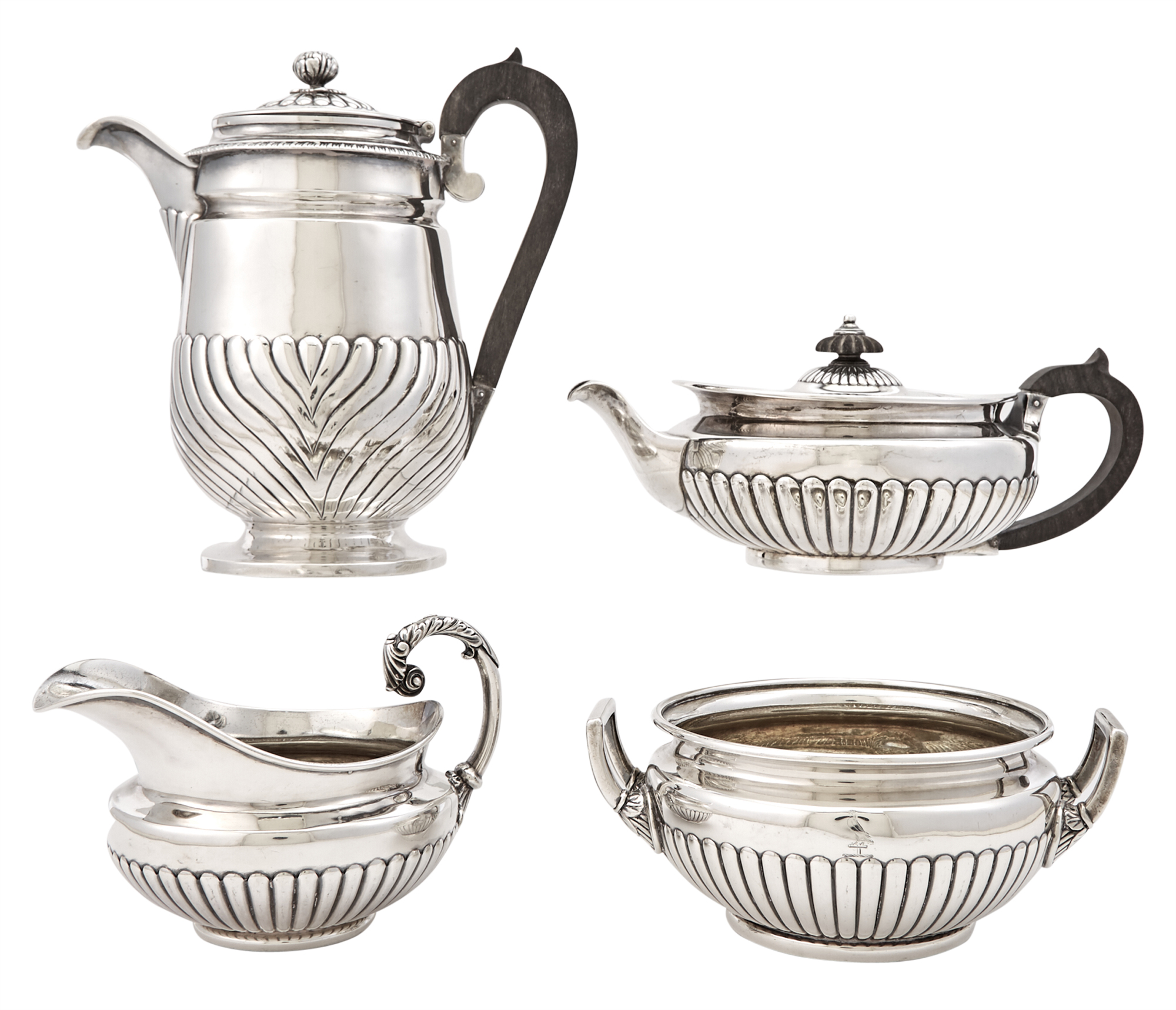 Lot image - Assembled George III Sterling Silver Tea and Coffee Service