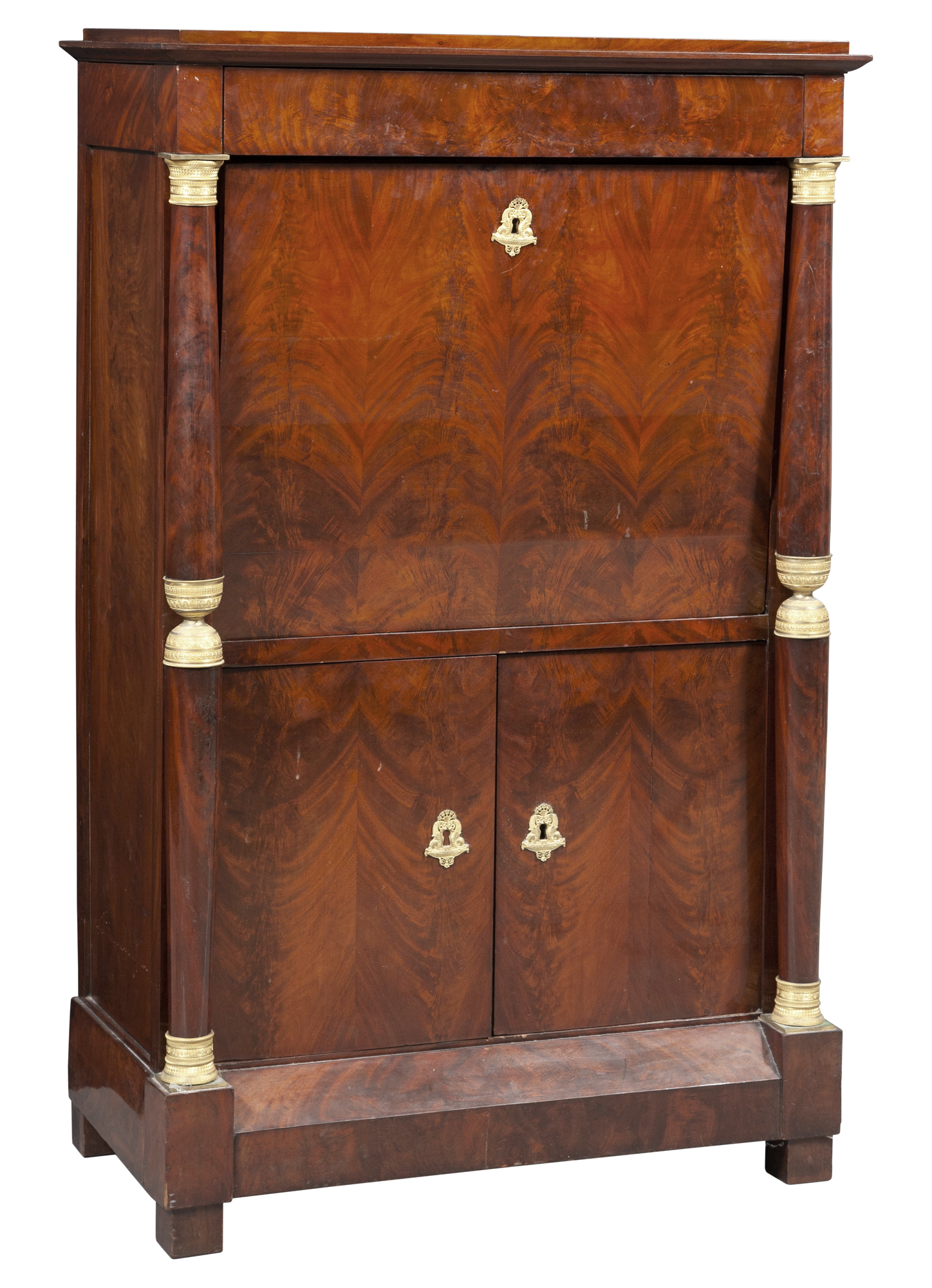 Lot image - Empire Gilt-Bronze Mounted Mahogany Secrétaire à Abattant