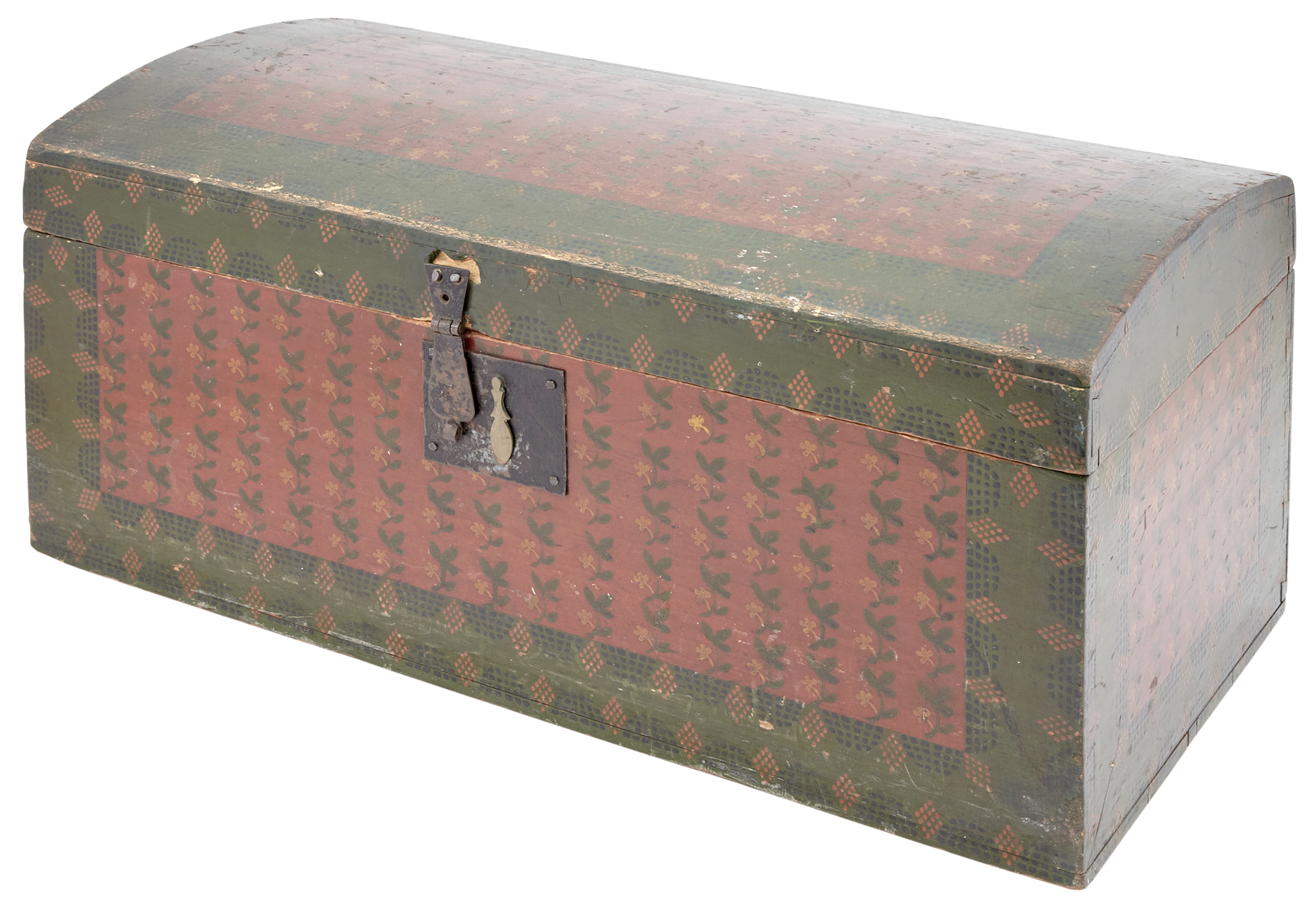Lot image - Painted and Decorated Wood Trunk