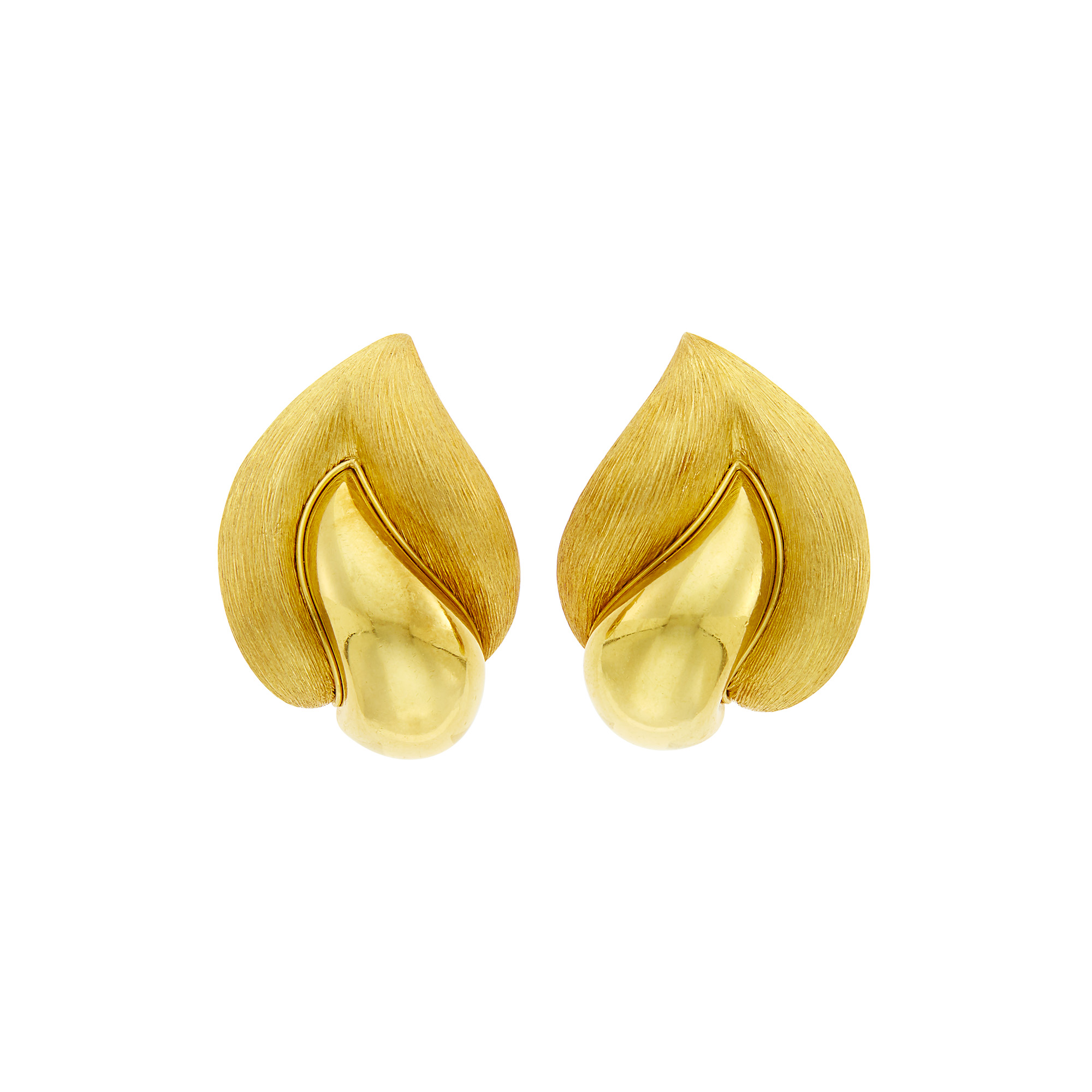 Lot image - Henry Dunay Pair of Gold Flame Earclips