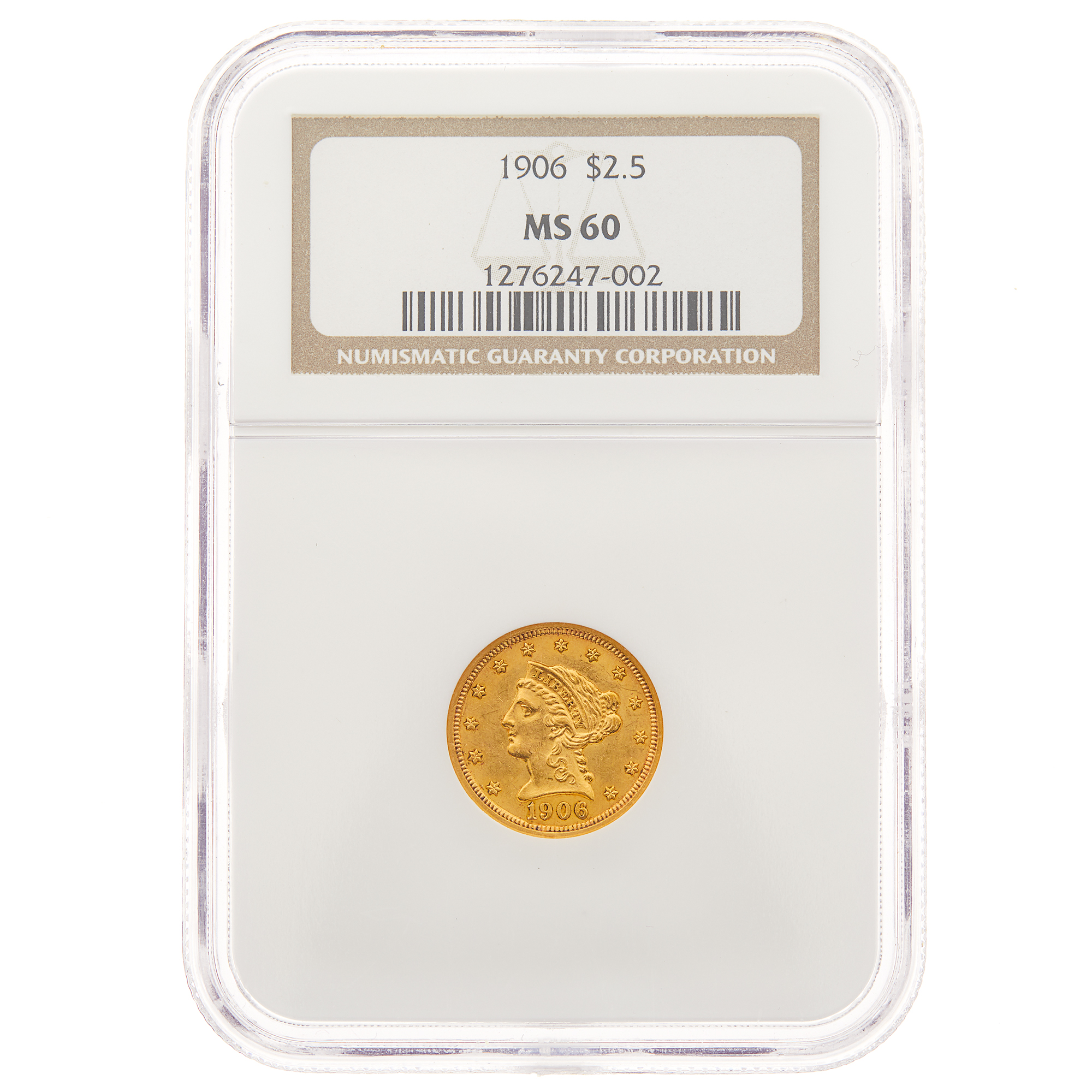 Lot image - United States 1906 $2 1/2 Liberty Head NGCMS 60