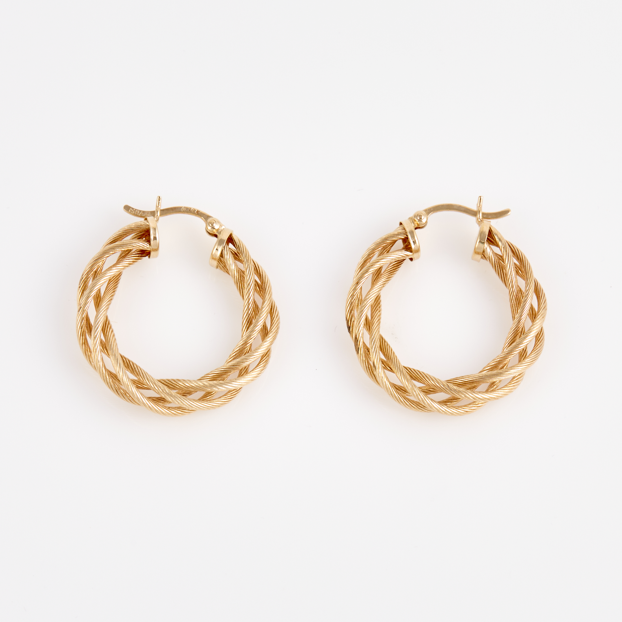 Lot image - Two Gold Earrings, 14K 3 dwt.
