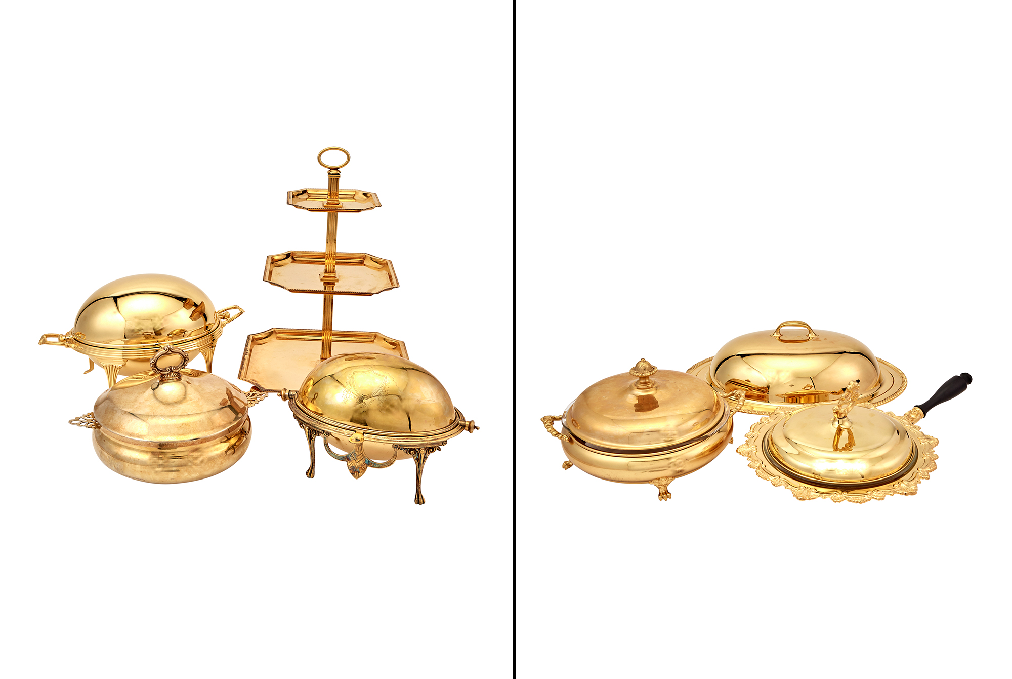 Lot image - Group of Gilt-Metal Serving Articles