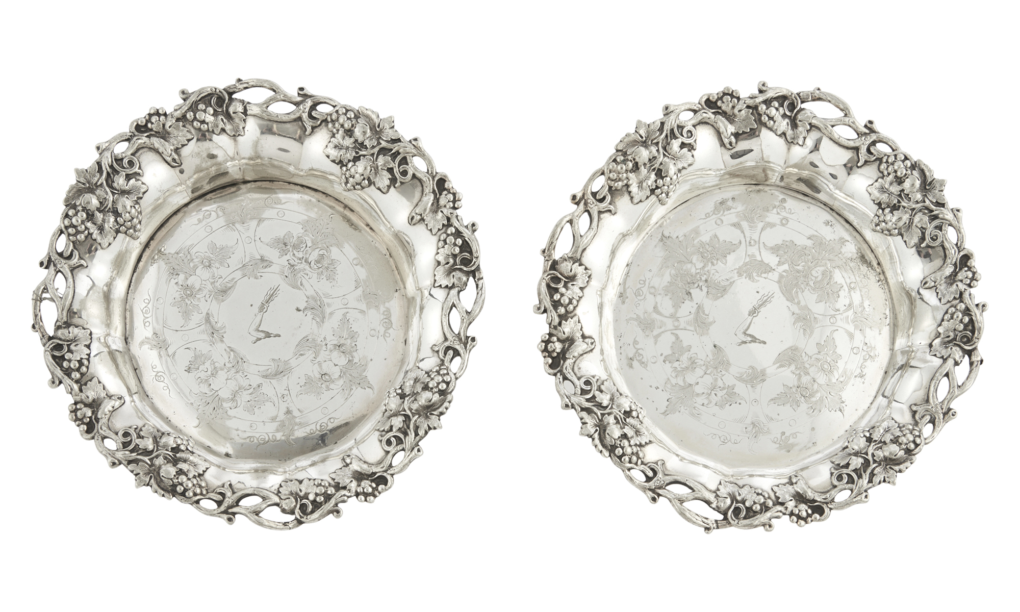 Lot image - Pair of Silver-Plated Bottle Coasters