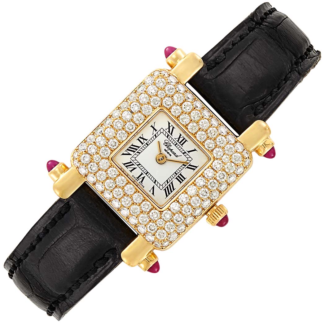 Lot image - Lady's Gold and Diamond Wristwatch, Chopard