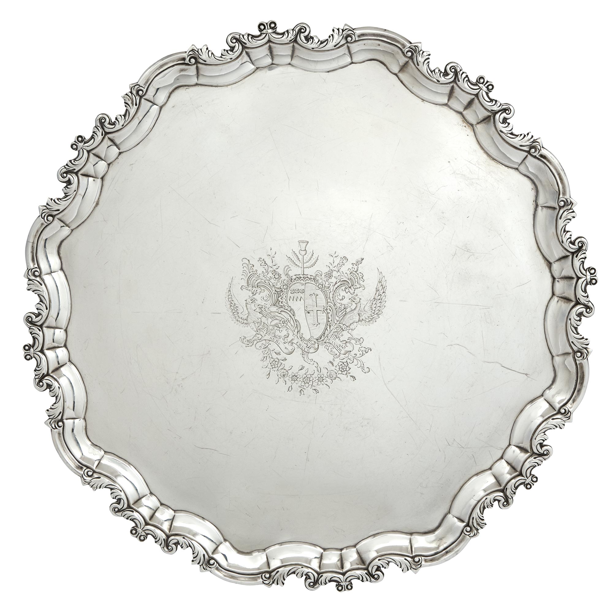 Lot image - George III Irish Sterling Silver Salver