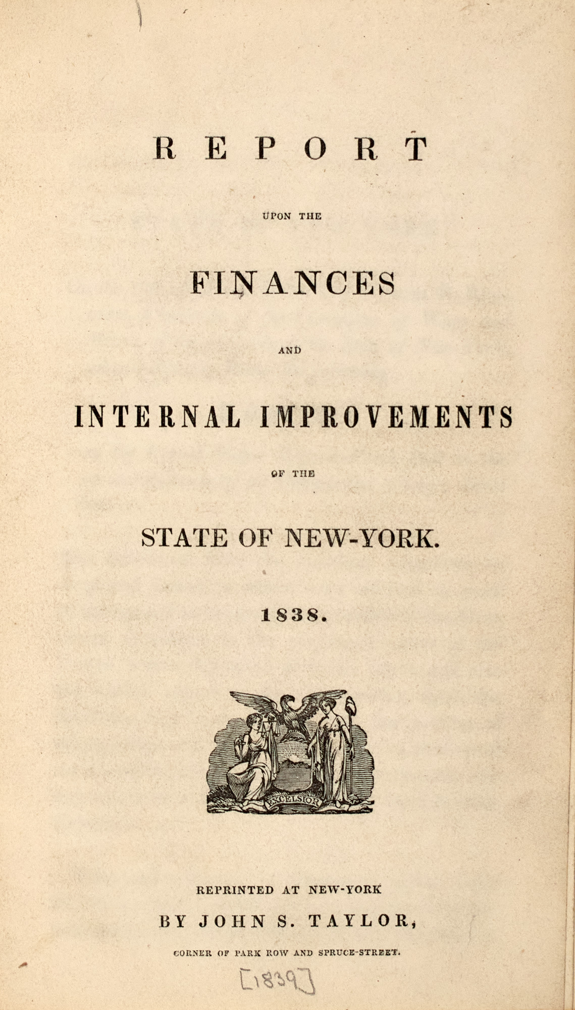 Lot image - [NEW YORK-RUGGLES, SAMUEL]  Report upon the Finances and Internal Improvements of the State of New York.
