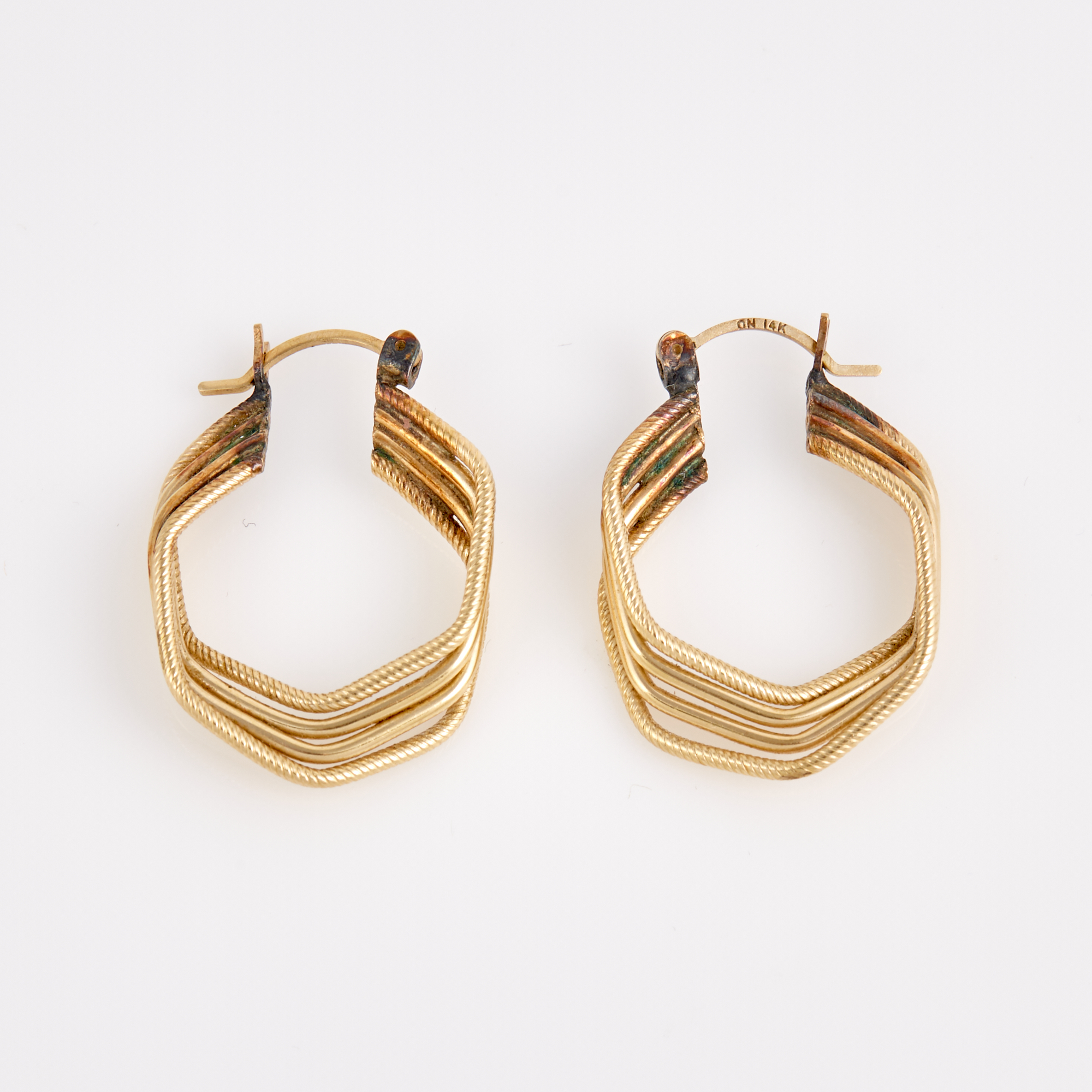 Lot image - Two Gold Earrings, 14K 3 dwt.