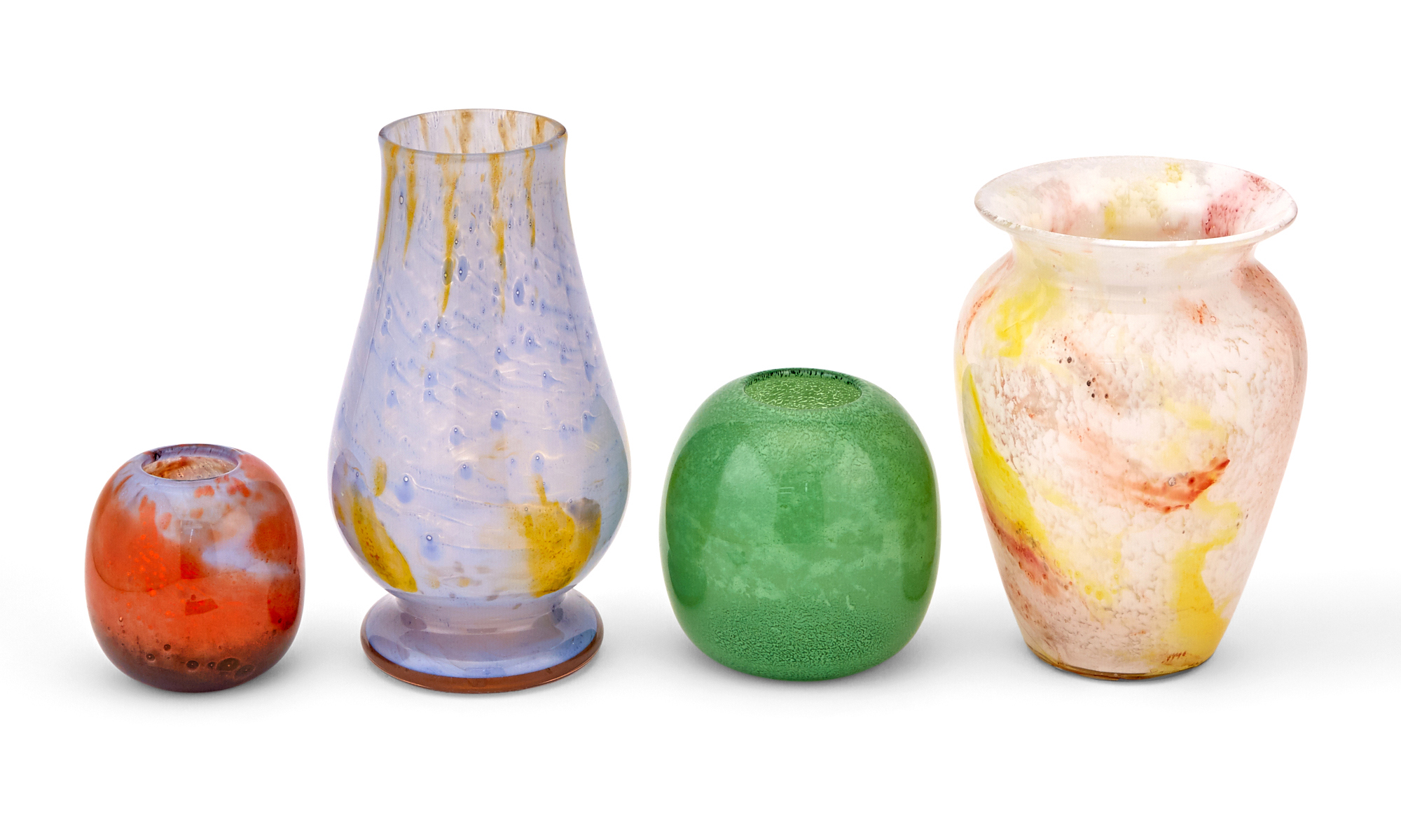 Lot image - Group of Seven Kimble Art Deco Cluthra Glass Vases