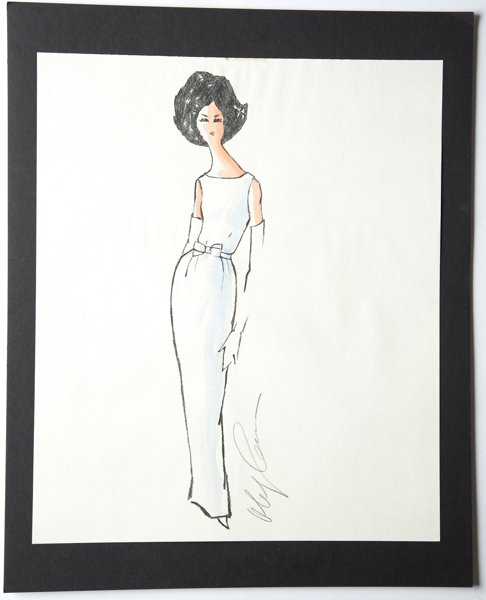 Lot image - [CASSINI, OLEG - KENNEDY, JACQUELINE]  Group of approximately 130 original fashion designs created for the publication of Cassinis A Thousand Days of Magic.