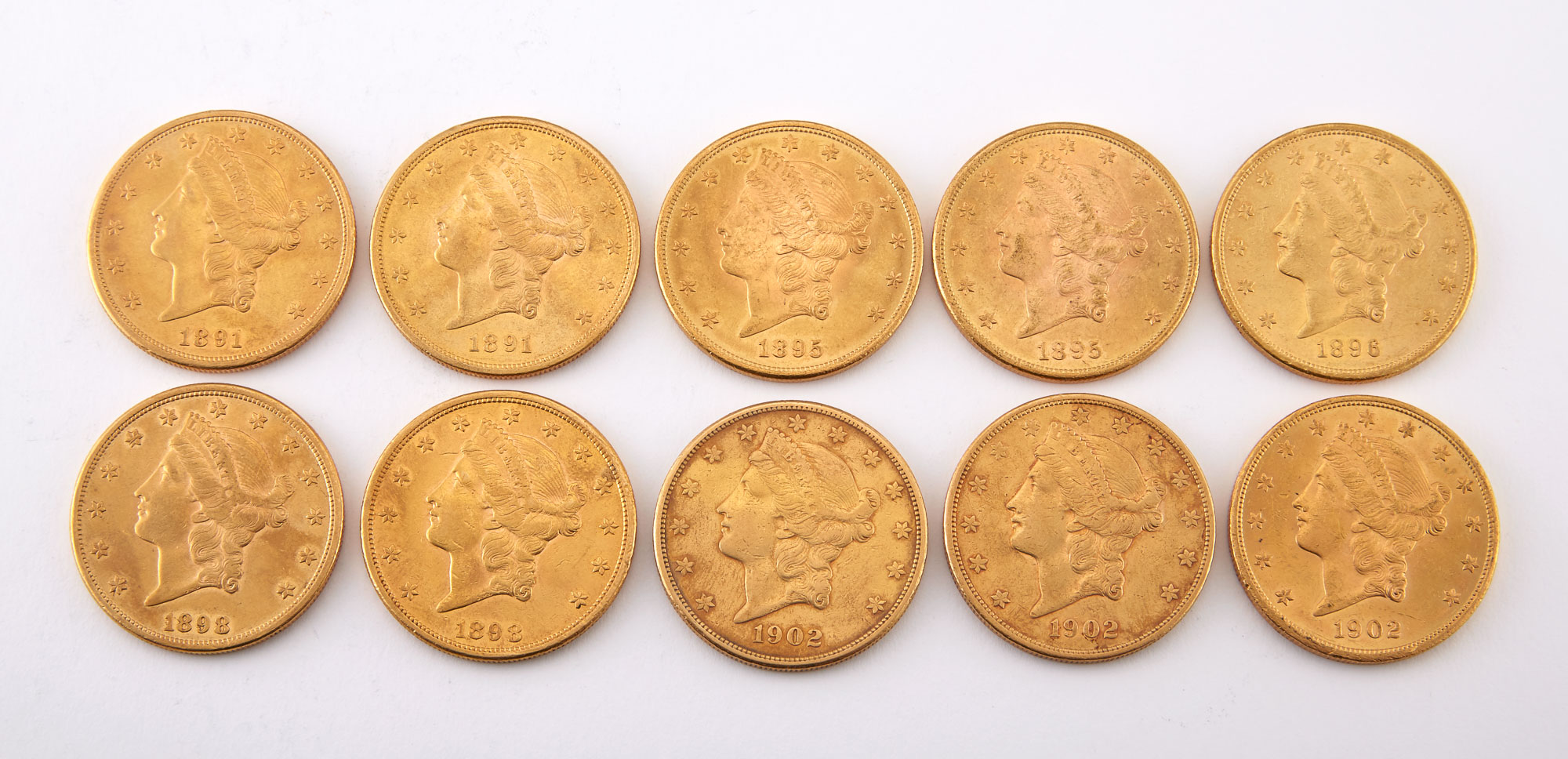 Lot image - United States Liberty Head Double Eagle Group of Ten