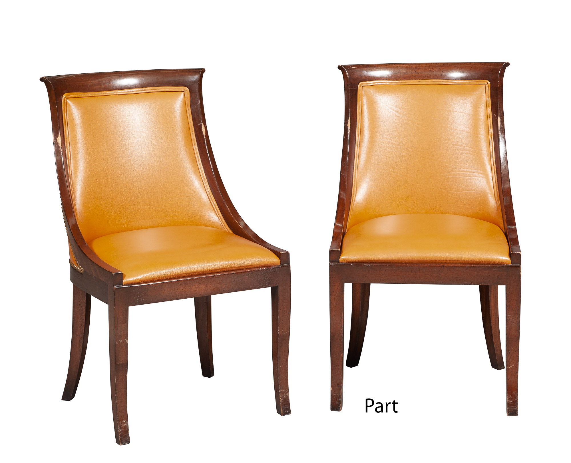 Lot image - Set of Ten Regency Style Mahogany and Leather-Upholstered Dining Chairs