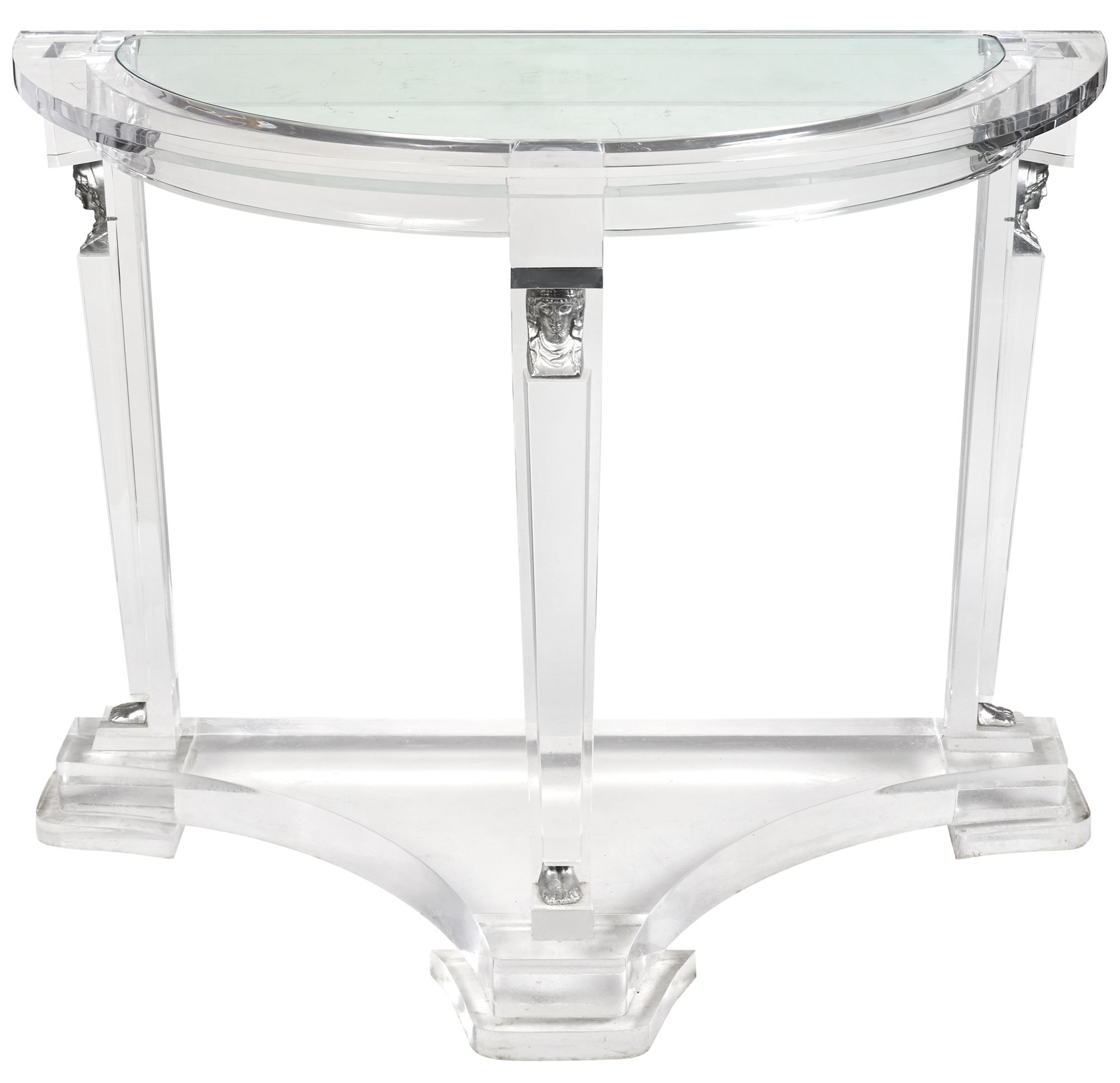 Lot image - Empire Style Demilune Acrylic and Glass Table by Geoffrey Bradfield