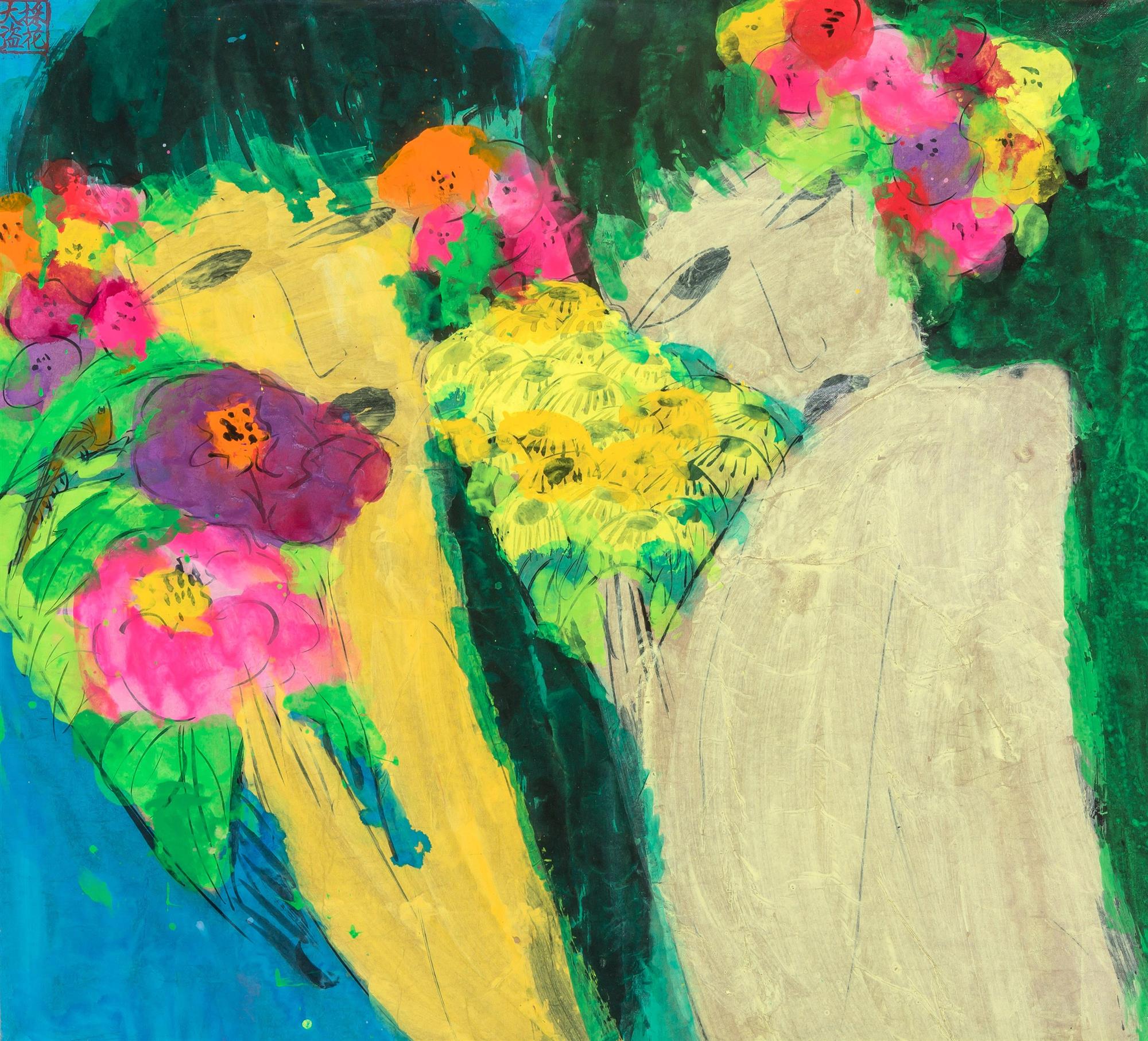 Lot image - Walasse Ting  Chinese/American, 1929-2010  Jeune Femme aux Fleurs