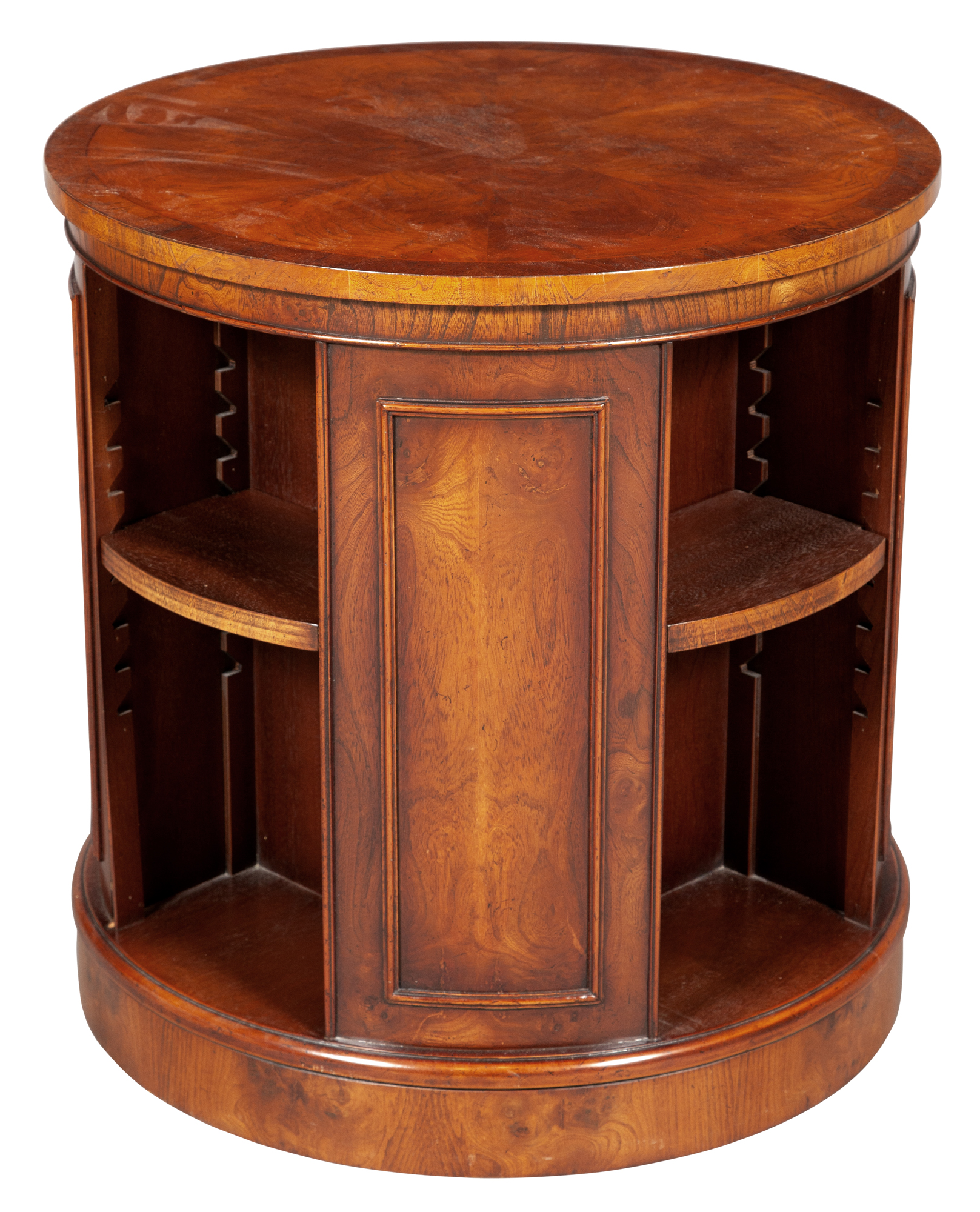 Lot image - Georgian Style Revolving Walnut Drum-Form Book Table