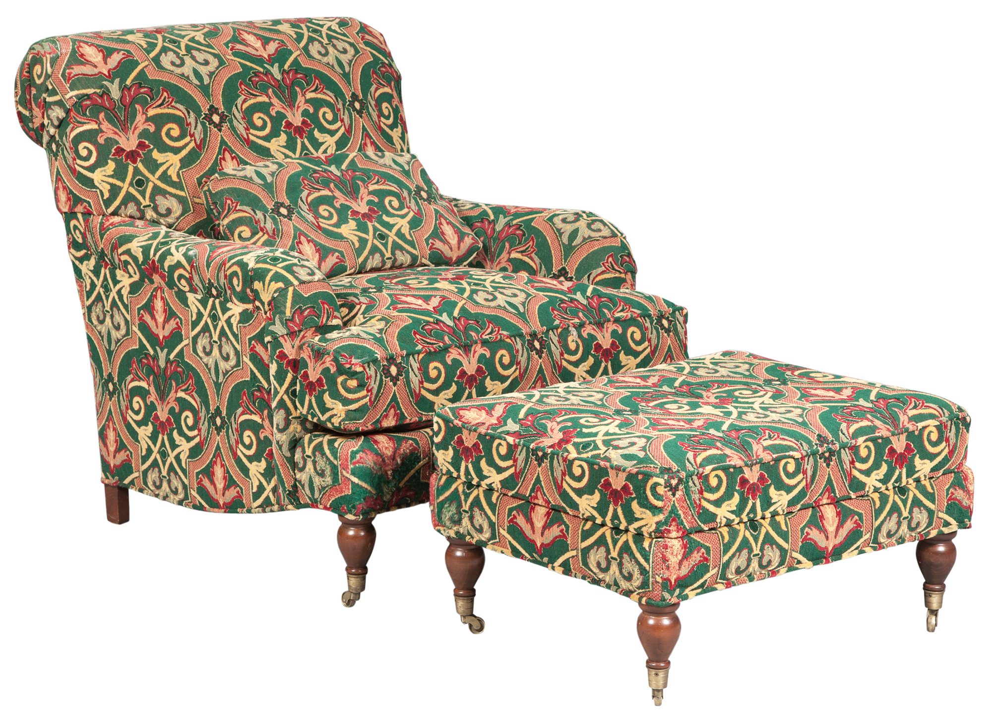 Lot image - Upholstered Club Chair and Ottoman by Southwood