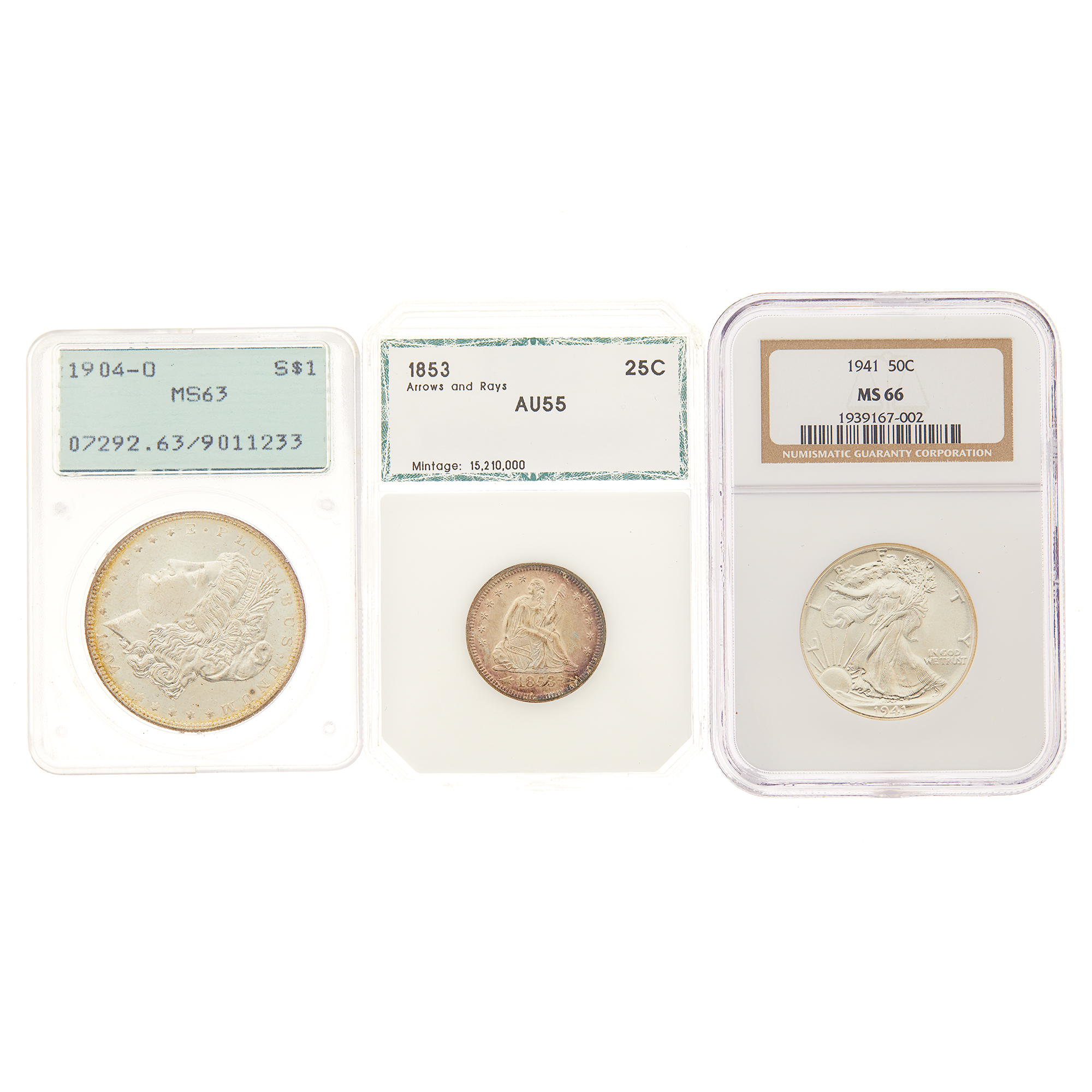 Lot image - United States Trio of Graded Coins