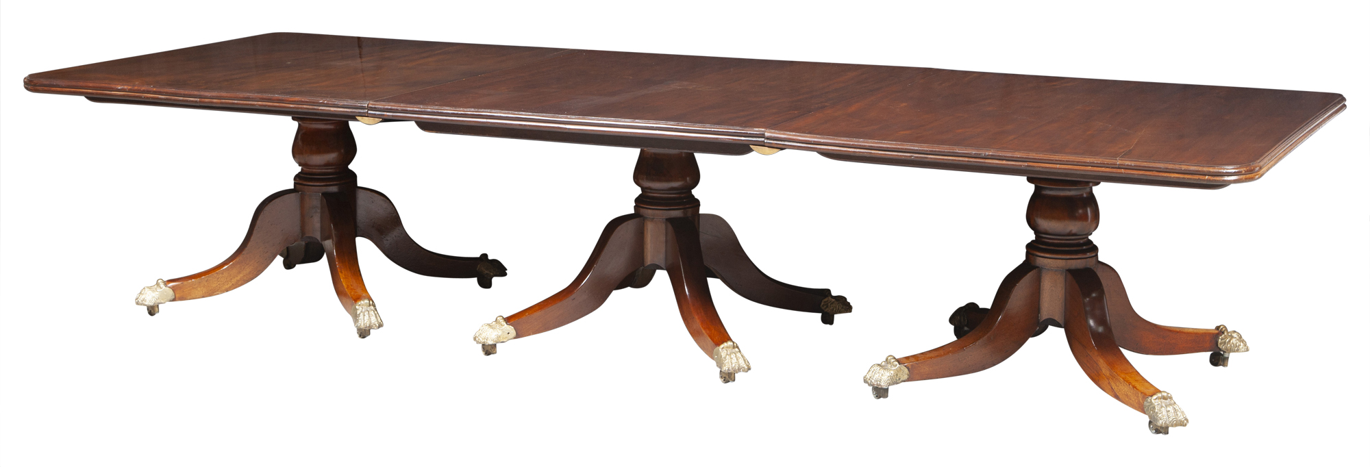 Lot image - Regency Mahogany Triple Pedestal Dining Table