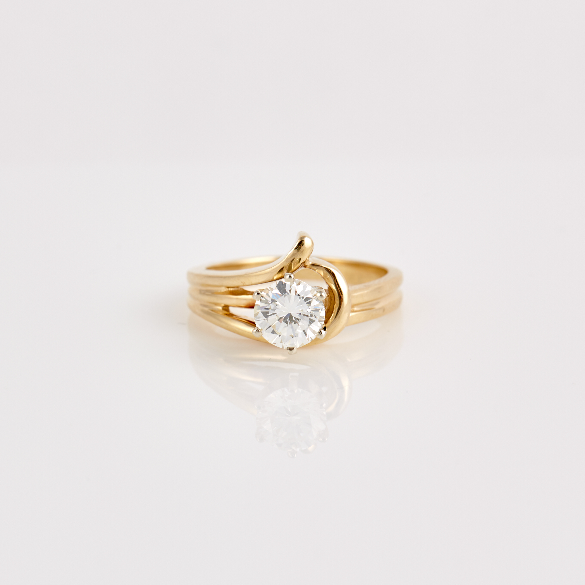 Lot image - Diamond Solitaire Ring about 0.95 ct., 14K 3 dwt.