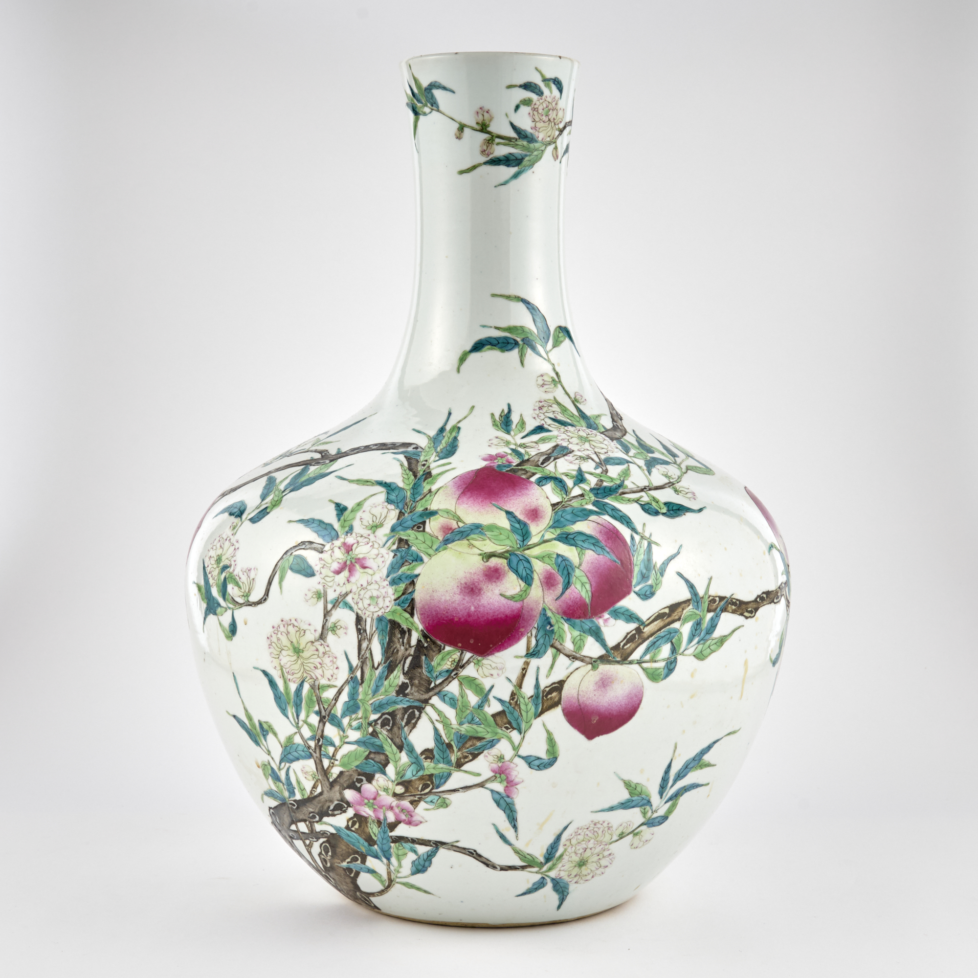 Lot image - A Chinese Enameled Porcelain Peach Vase
