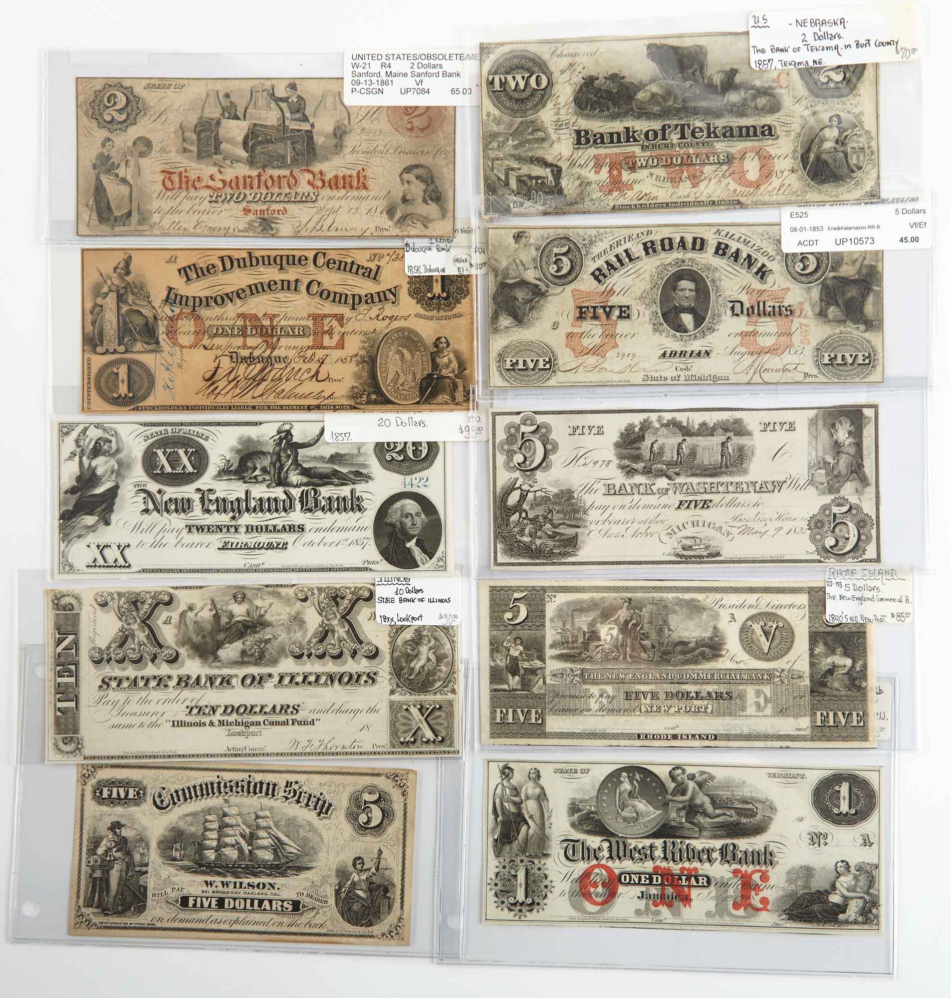 Lot image - United States Northern and Western Obsolete Currency