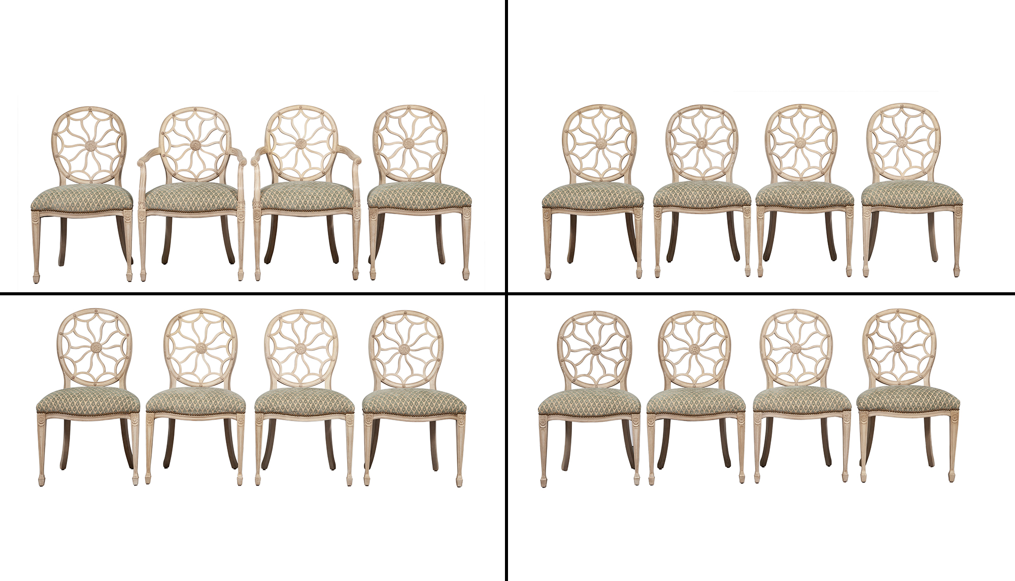 Lot image - Set of Sixteen George III Style Painted Dining Chairs