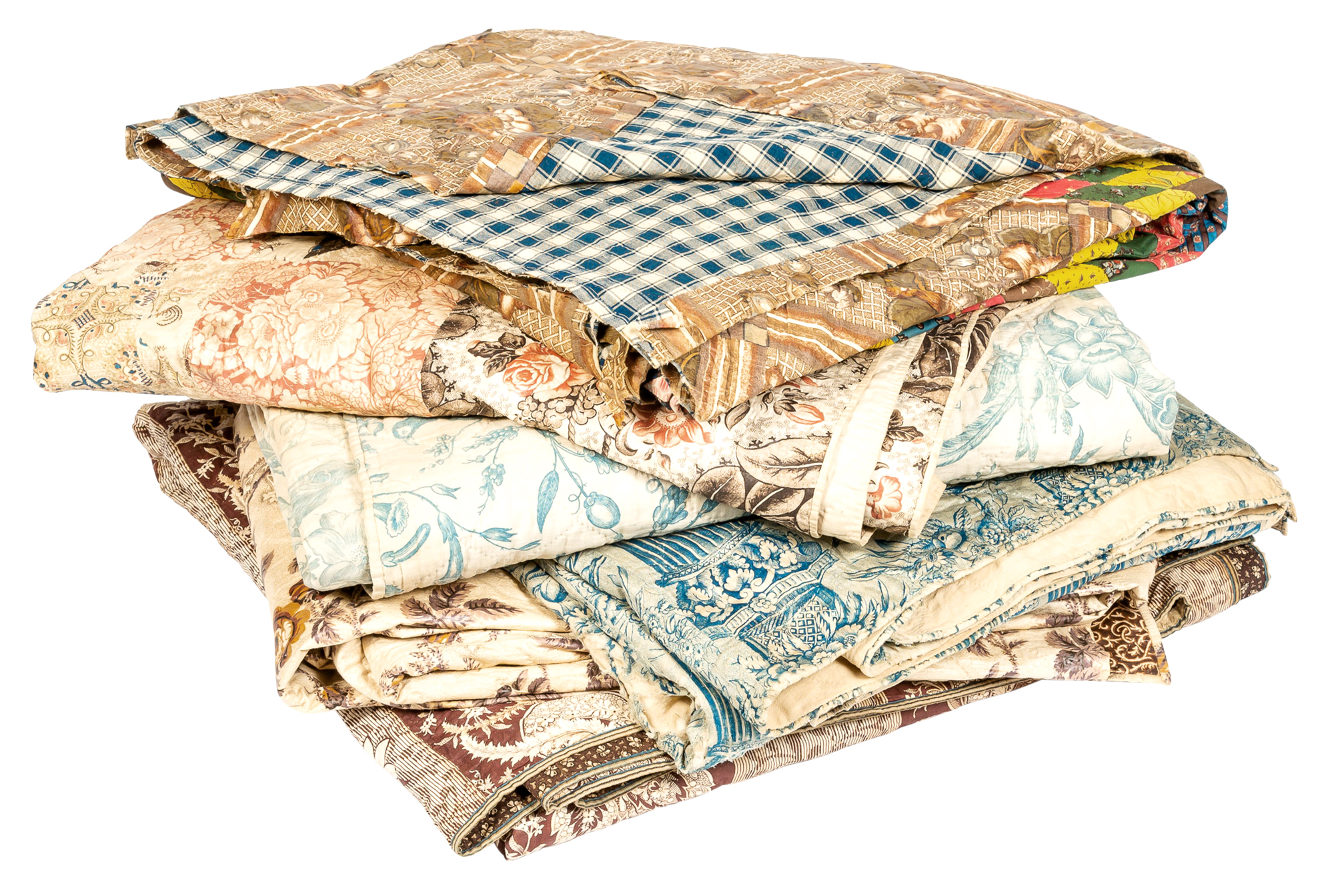 Lot image - Six Printed Cotton Quilts