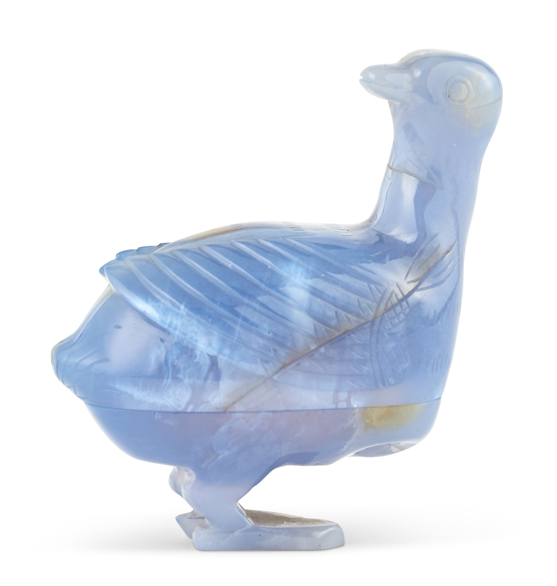 Lot image - A Chinese Carved Agate Goose-Form Box