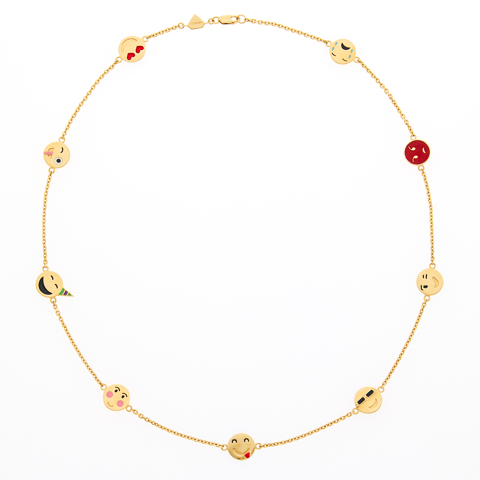 Lot image - Alison Lou Gold and Enamel Emoji Charm Necklace