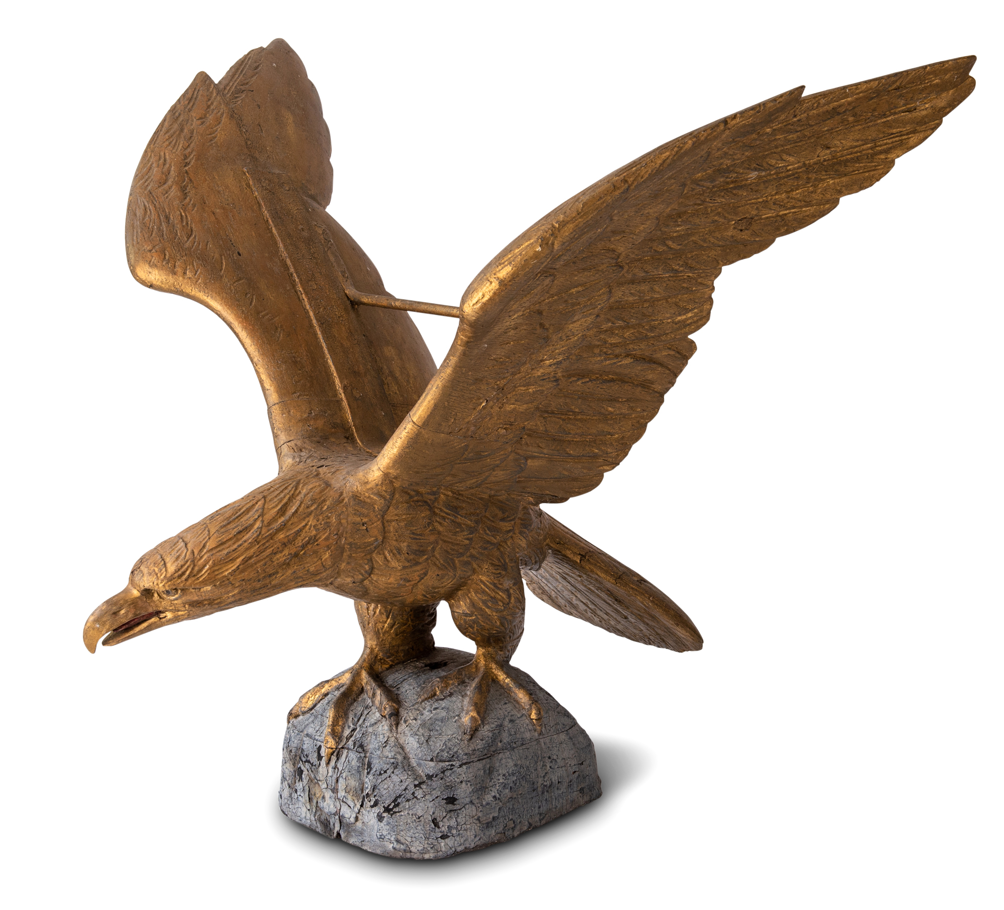 Lot image - Carved and Gold-painted Pine Pilot House Eagle