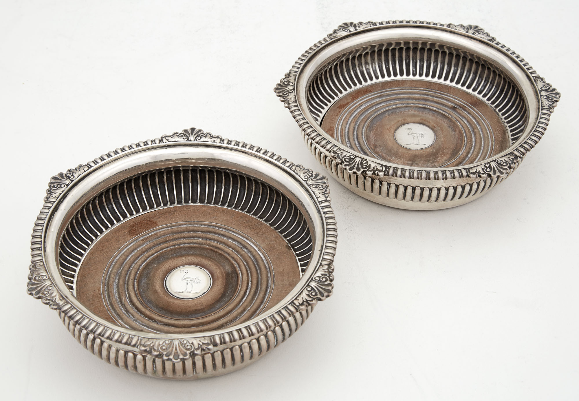 Lot image - Pair of George III Sterling Silver Wine Coasters