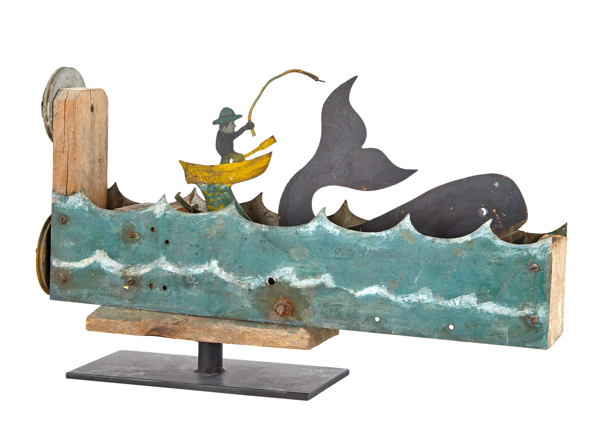 Lot image - Painted Wood and Metal Whaling Scene