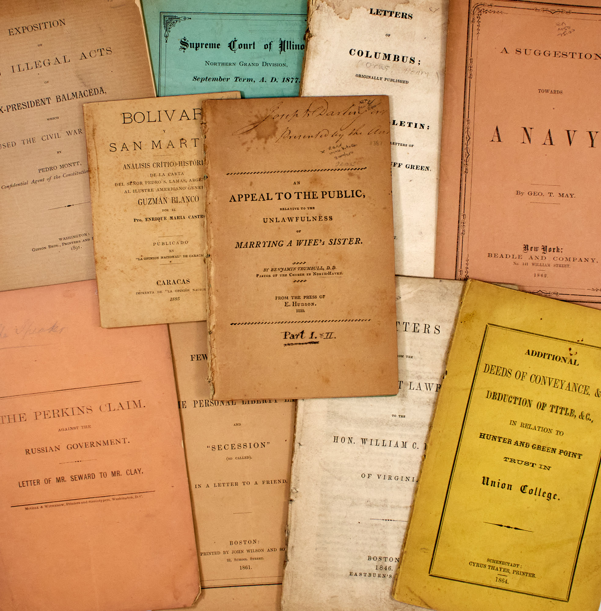 Lot image - [PAMPHLETS-AMERICANA]  Group of approximately ten 19th century pamphlets on epistolary controversies etc;