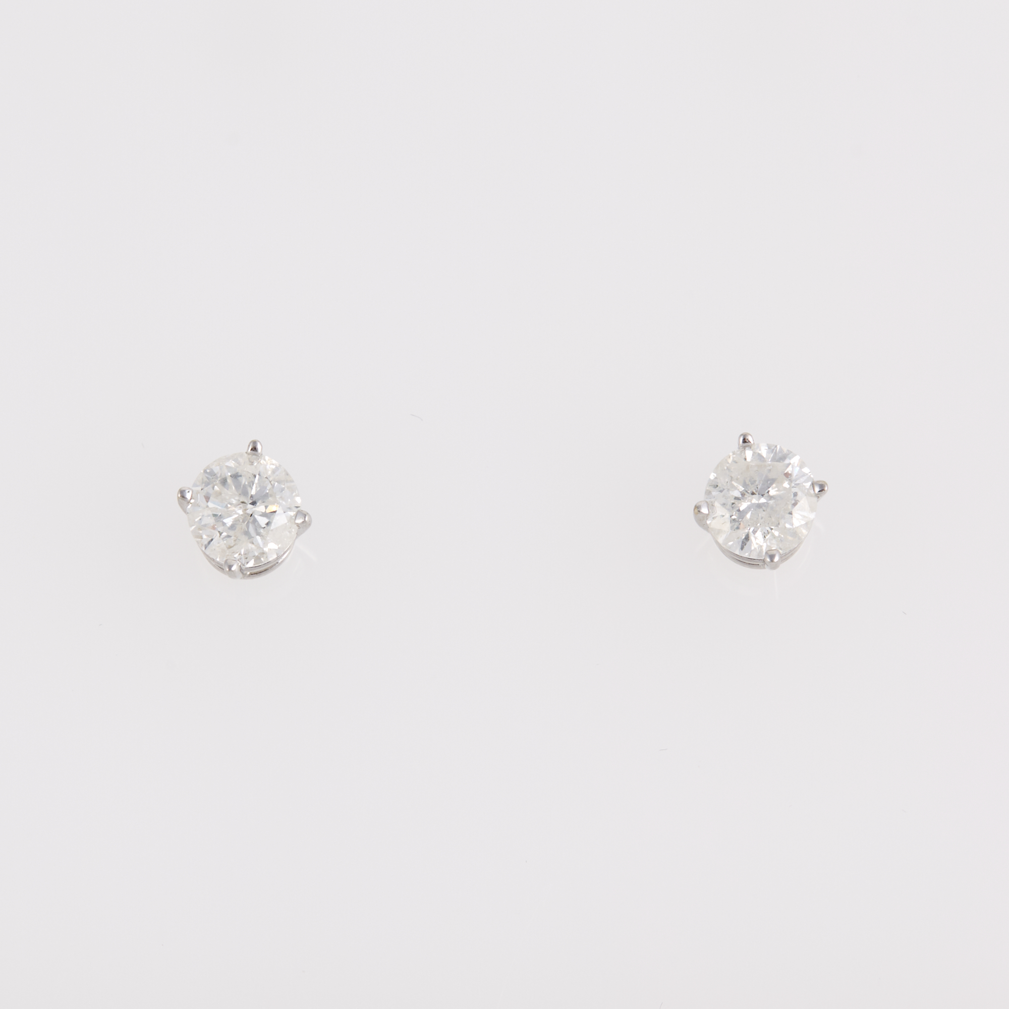 Lot image - Two Diamond Earrings about 1.30 cts., 14K, clarity enhanced