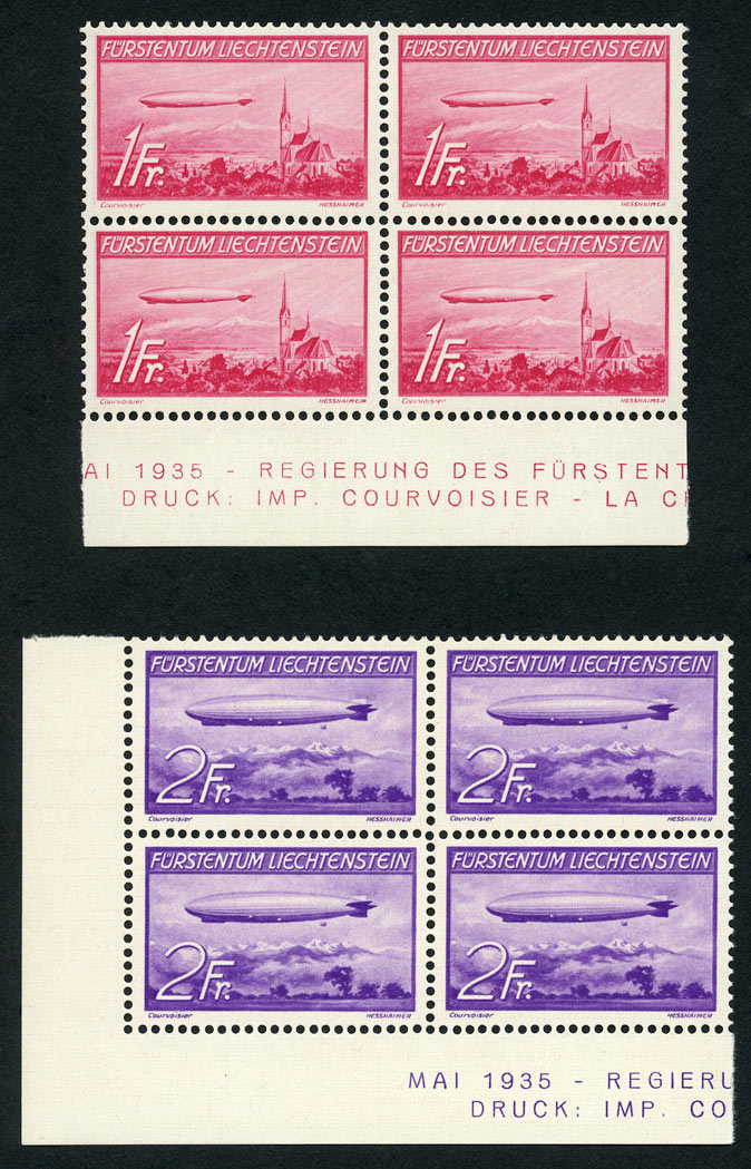 Lot image - Liechtenstein 1936 Zeppelin Issue C15, 16