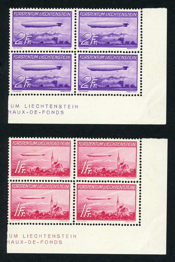 Lot image - Liechtenstein 1936 Zeppelin Issue Scott C15, 16