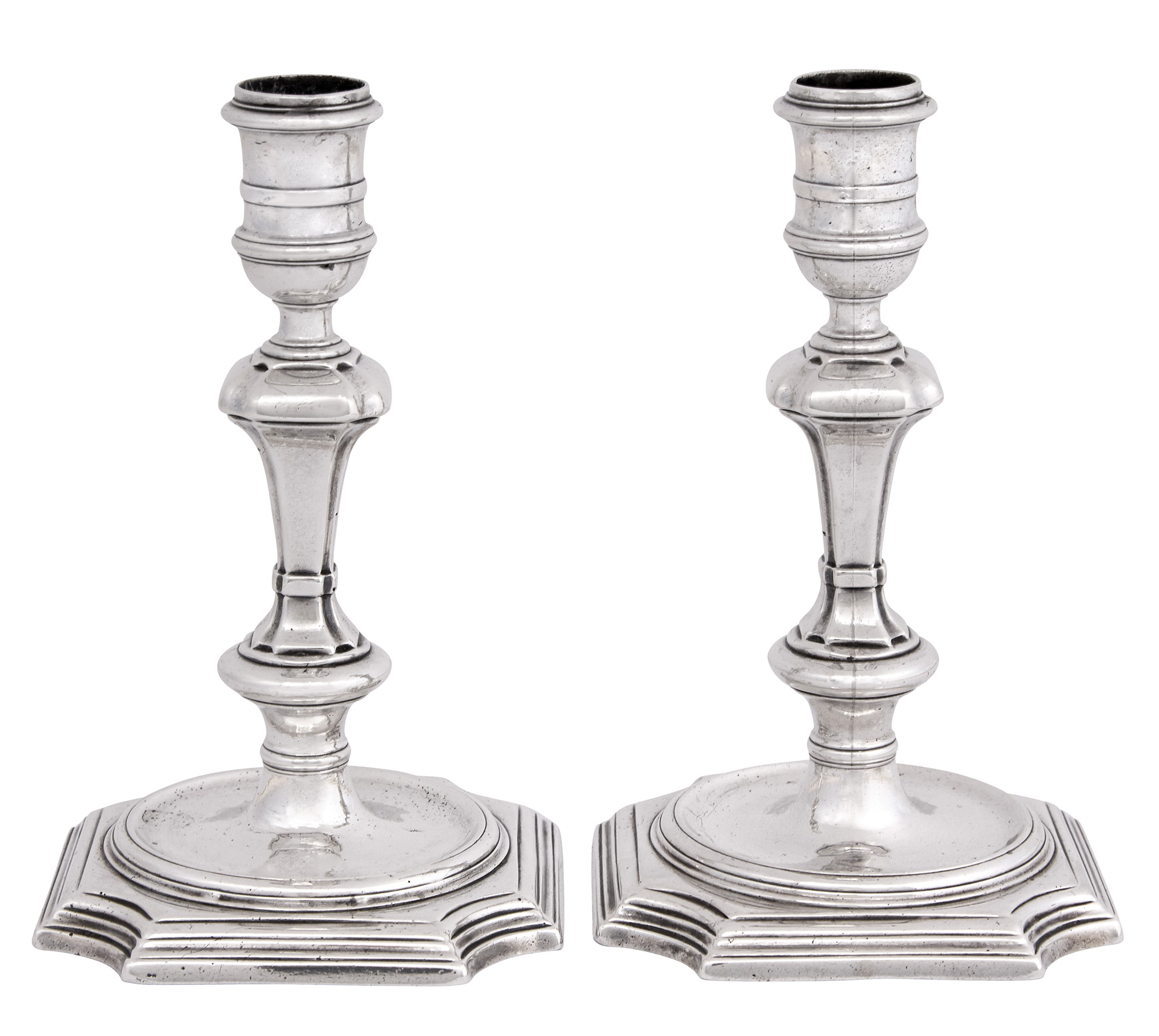 Lot image - Pair of George I Sterling Silver Candlesticks
