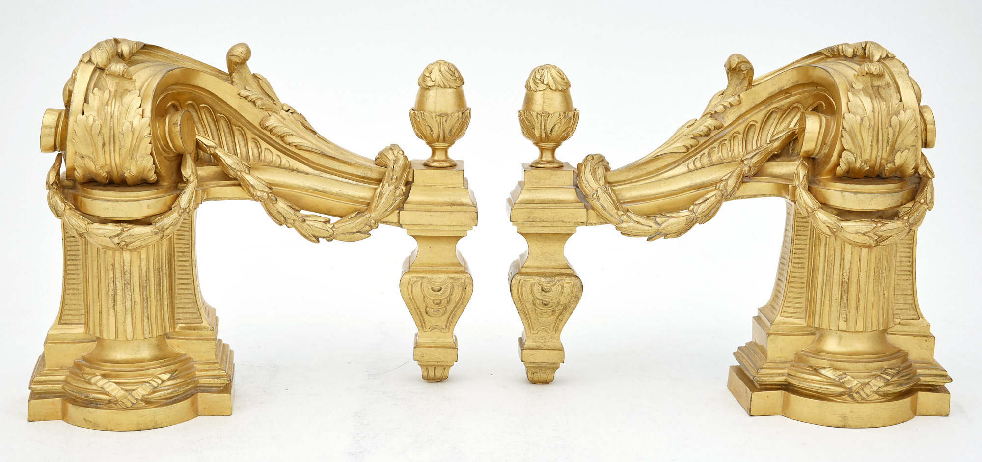 Lot image - Pair of Late Louis XV Ormolu Chenets