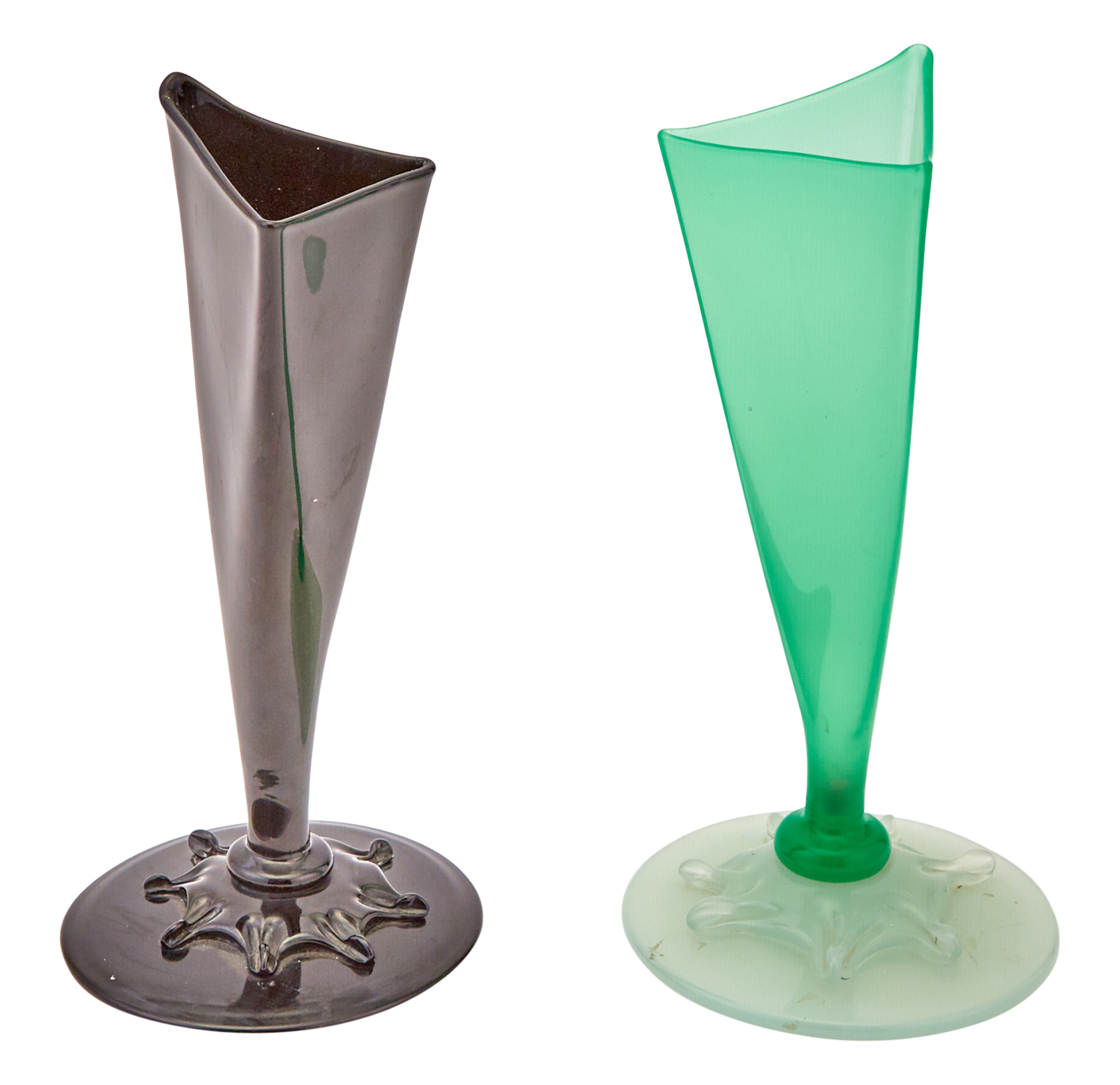 Lot image - Two Carder Steuben Art Deco Glass Prong Vases